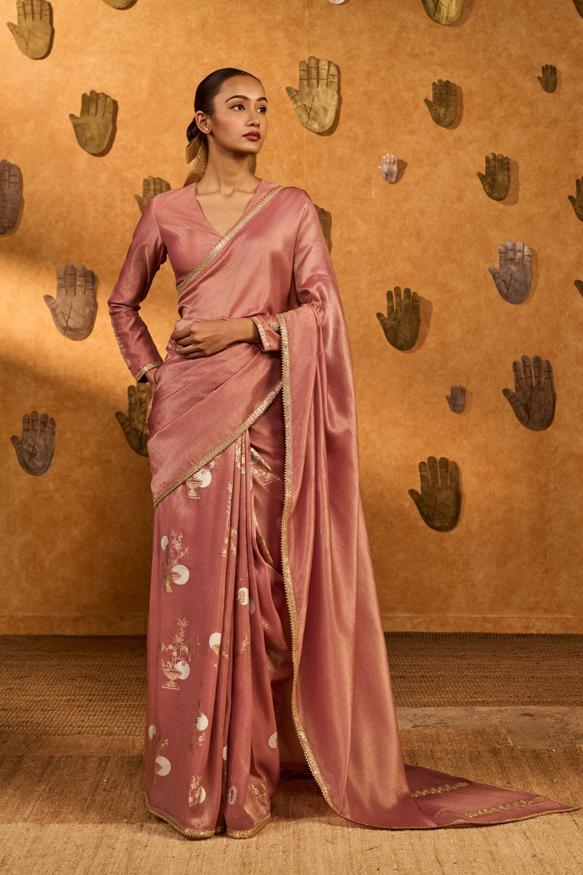 Mauve Moon Garden Tissue Saree
