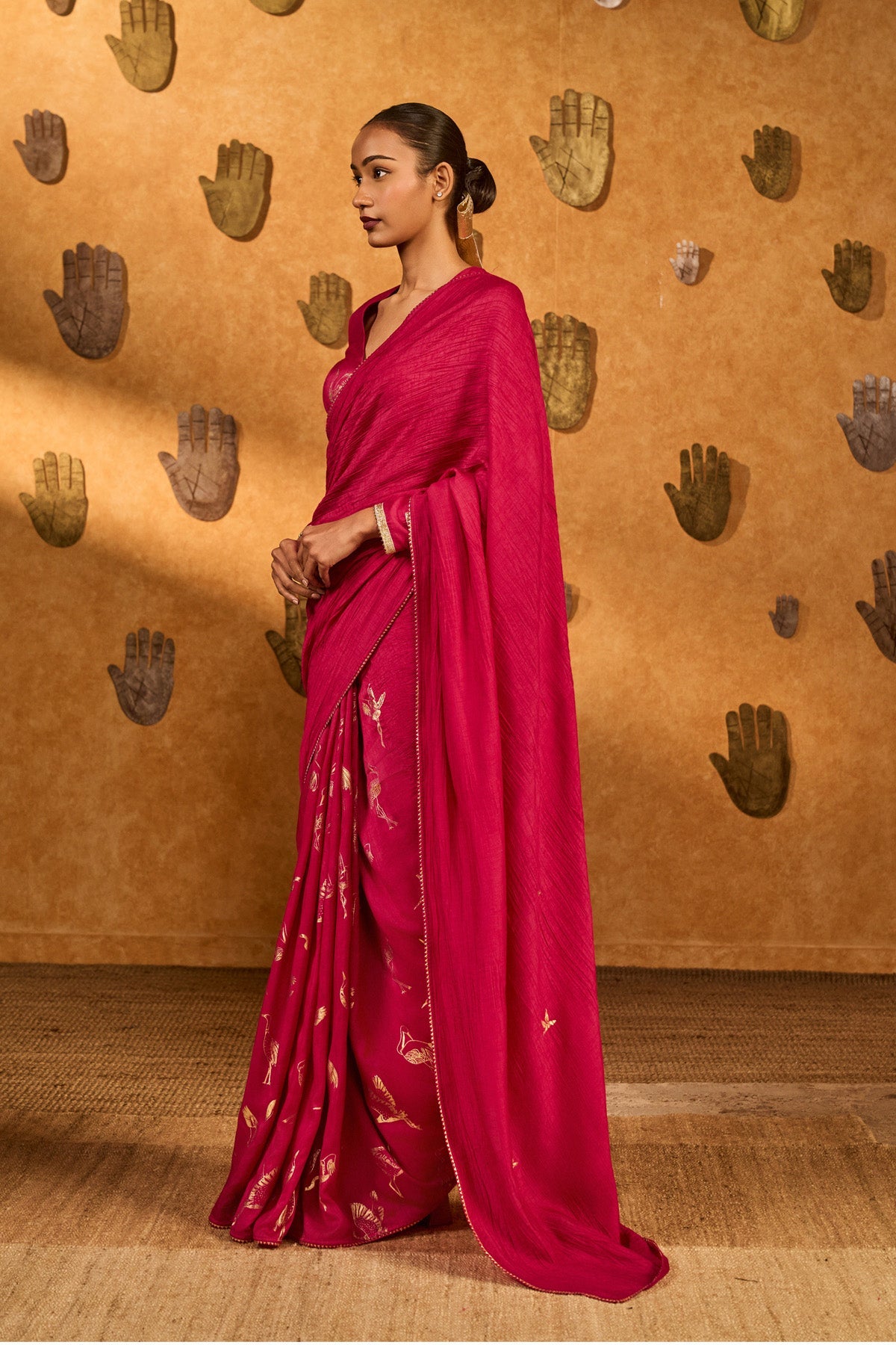 Pink Crane Dawn Saree