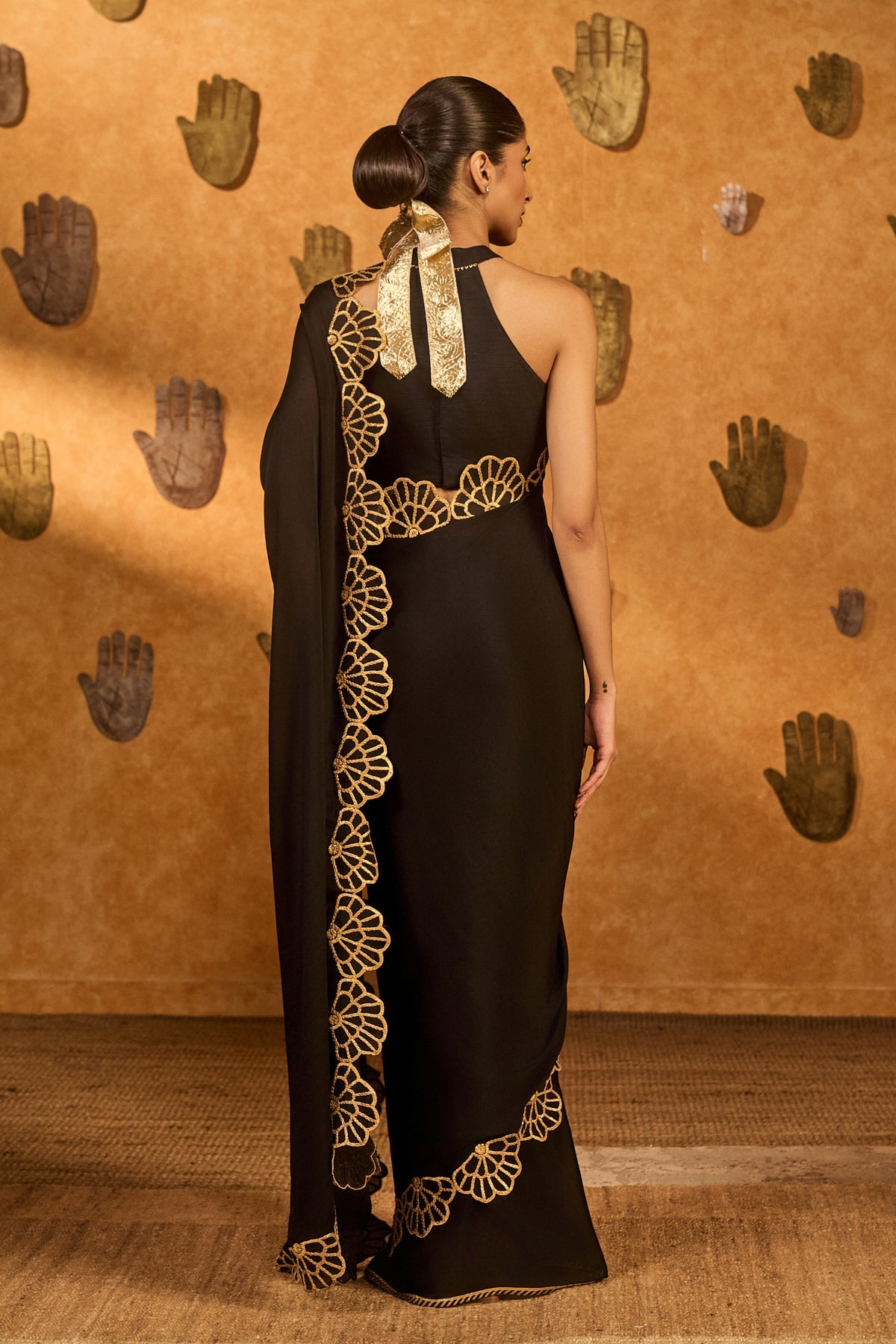 Black Windrose Saree