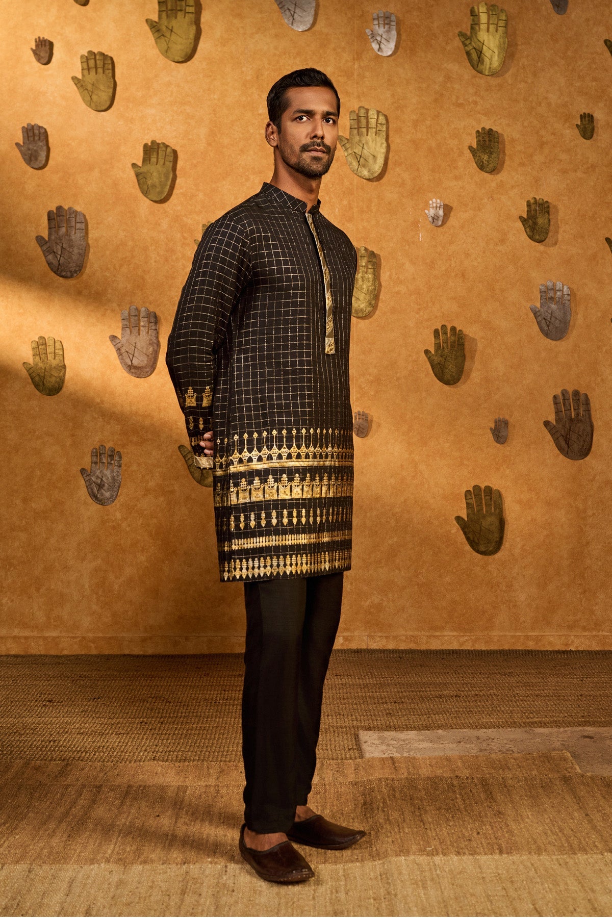 Black Midas Touch Menswear Kurta Set