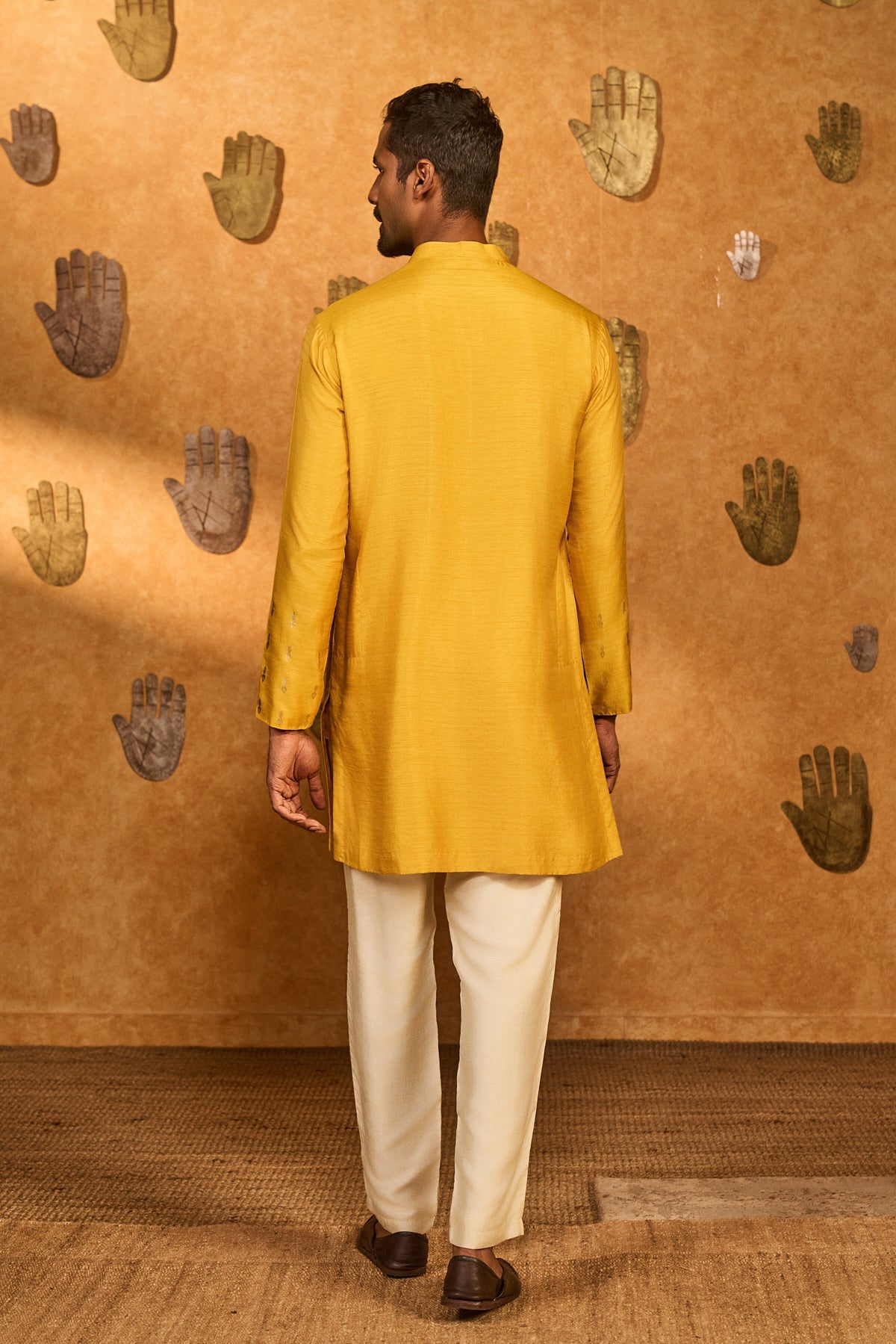 Ochre Trinklet And Pots Menswear Kurta Set