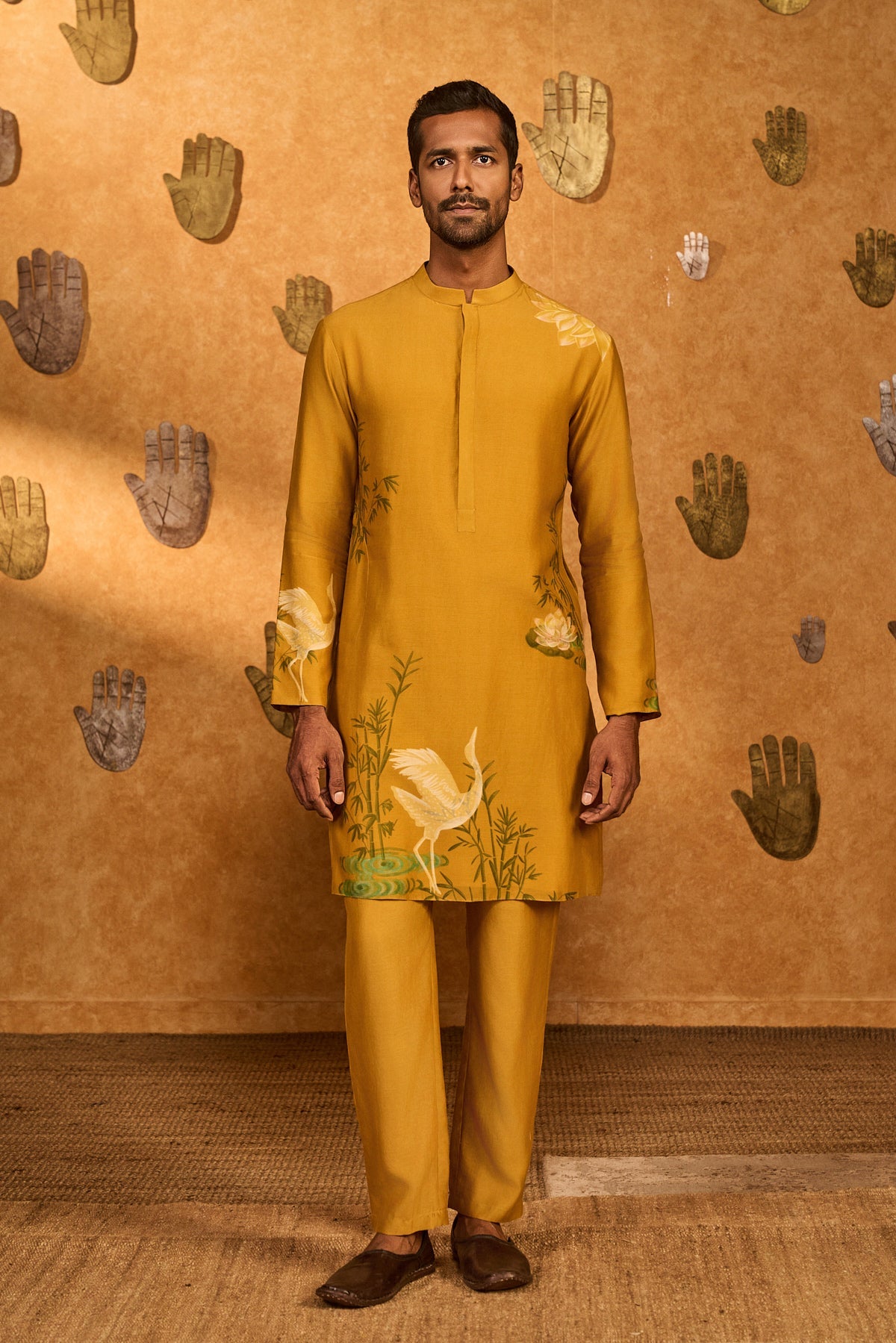 Ochre Bamboo Grove Menswear Kurta Set