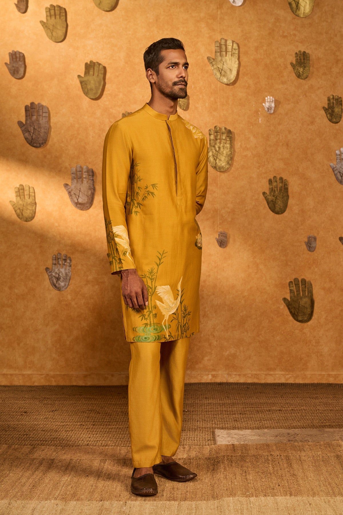 Ochre Bamboo Grove Menswear Kurta Set