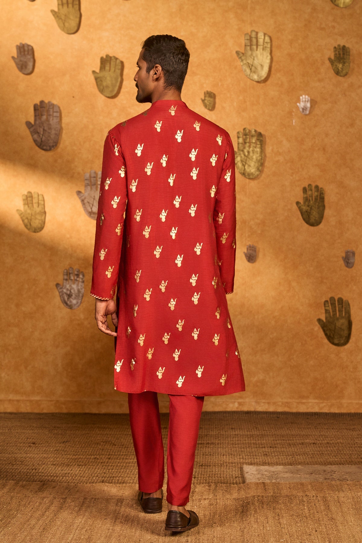Red Whispering Leaf Kurta Set