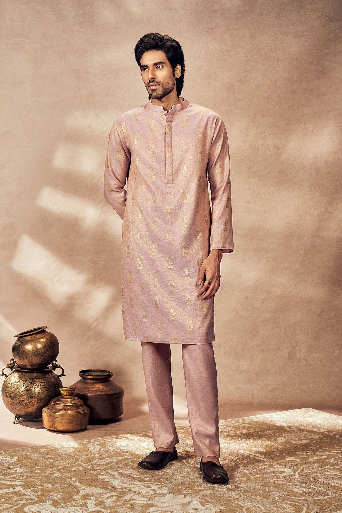Lilac Timber Tribe Kurta With Lilac Pants