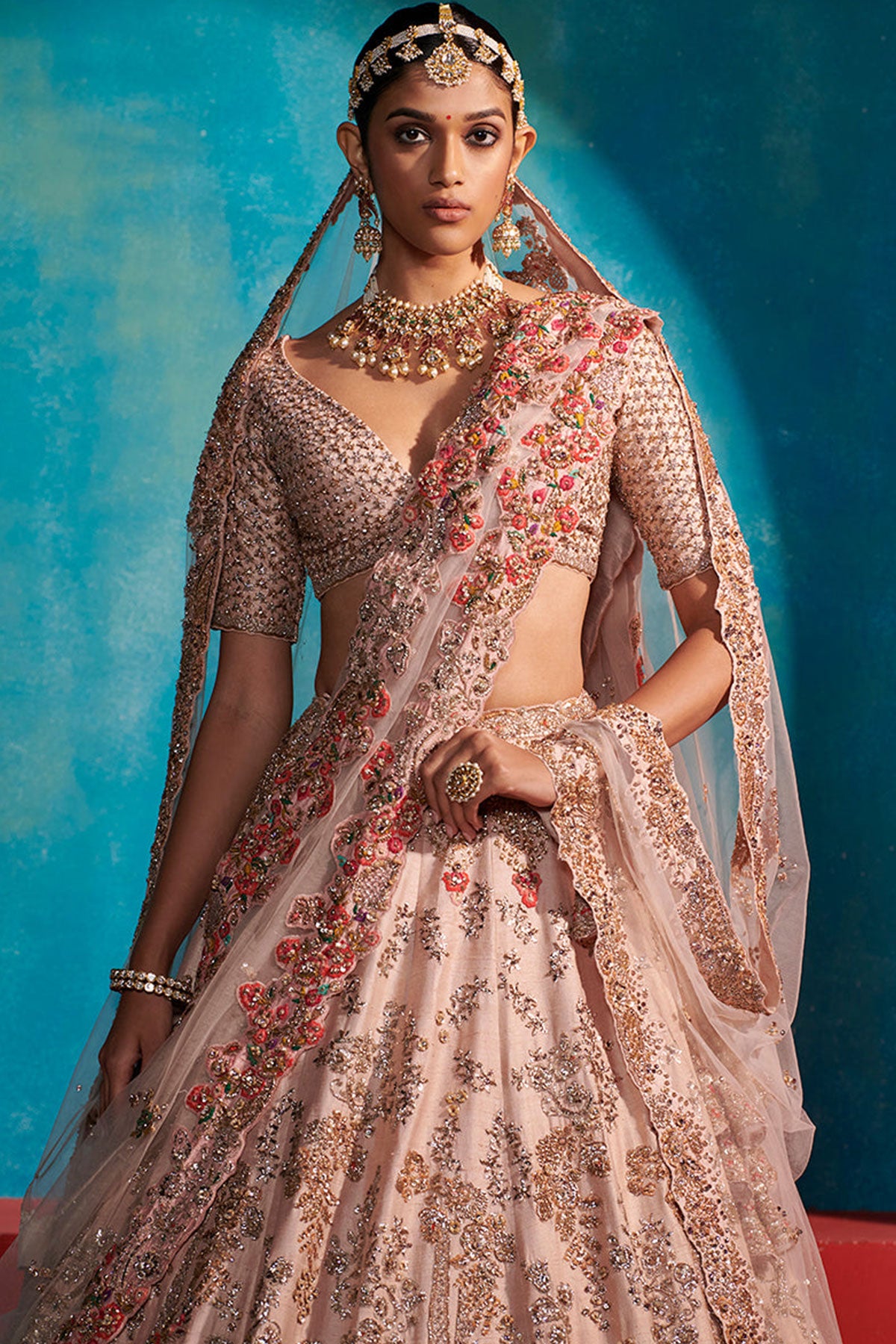"Etta" Seashell Floral Garden Bridal Lehenga Set
