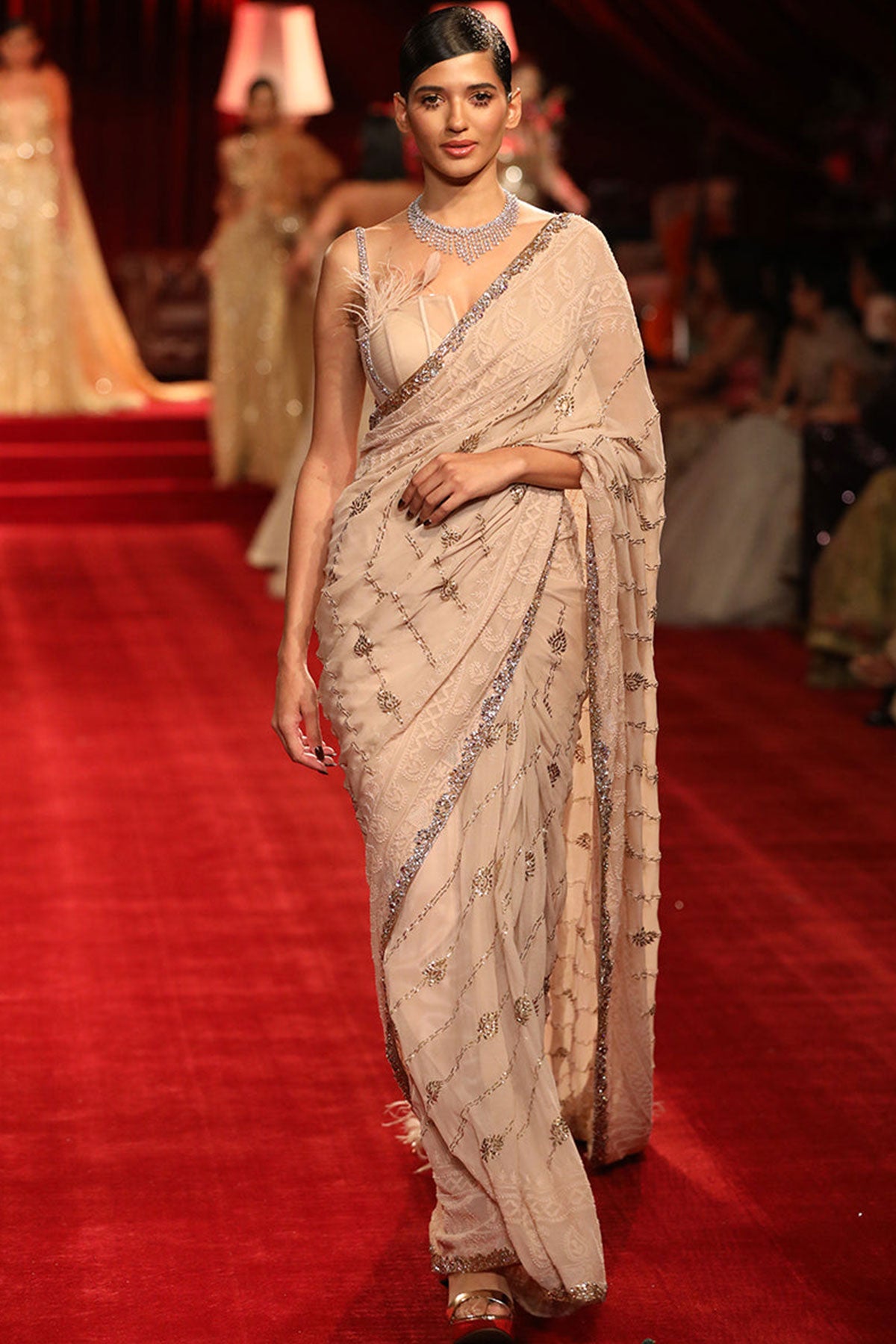 Ella Chikankari Kamdani Saree Set