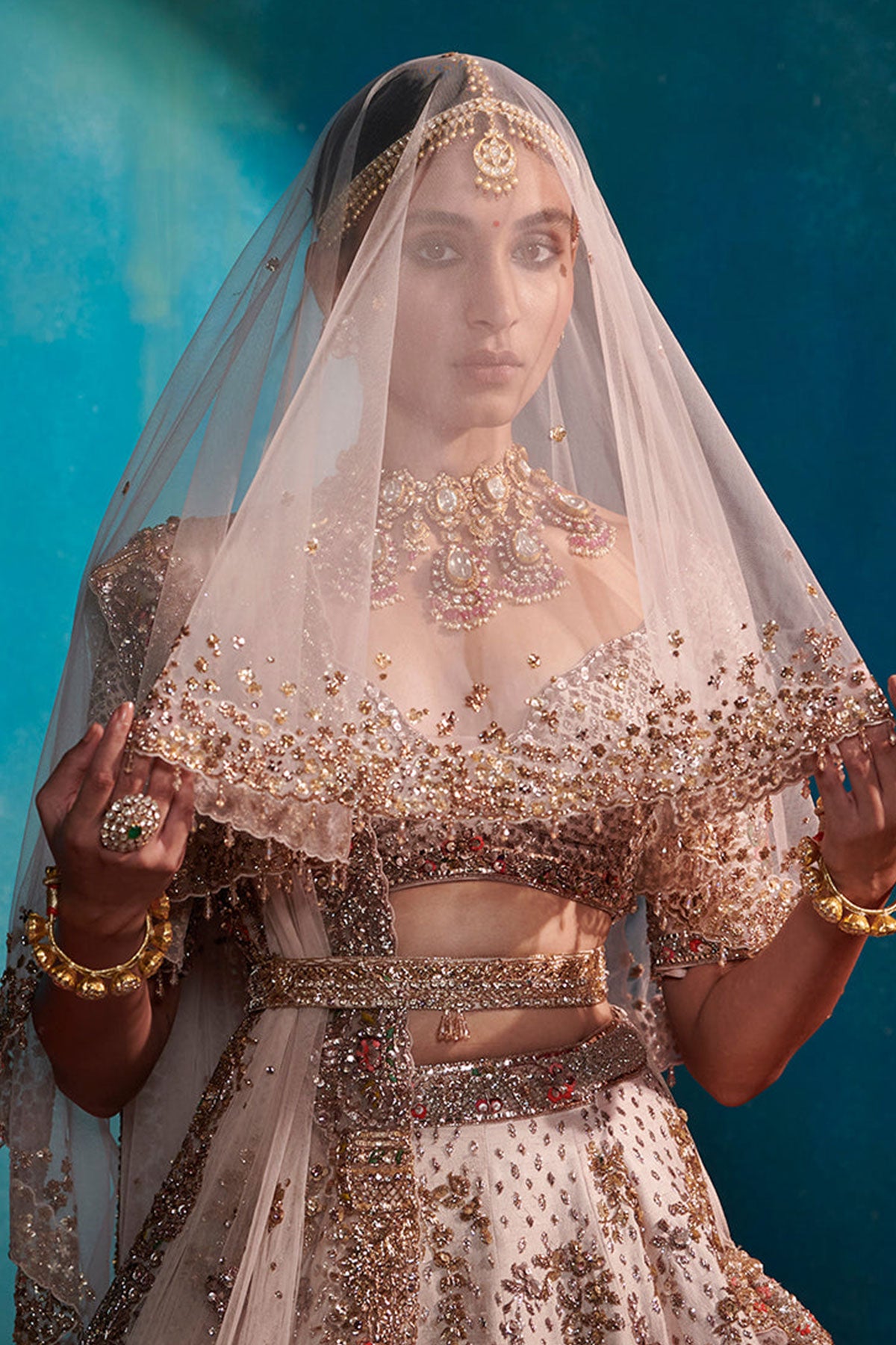 "Maya" Heavenly Pink Paisley Bridal Lehenga Set