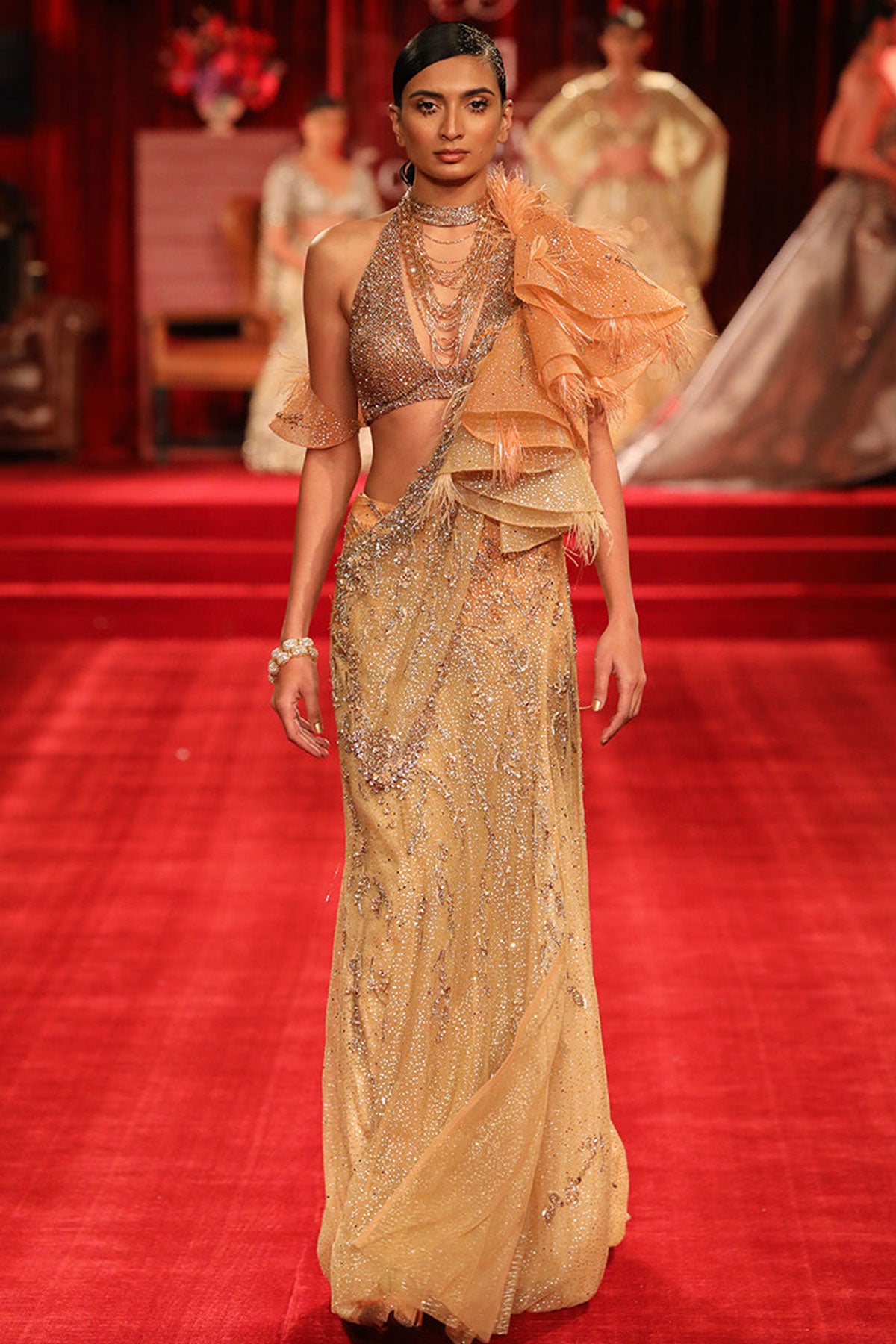 "Arwen" Shimmer Tulle Ruffled Drape Saree