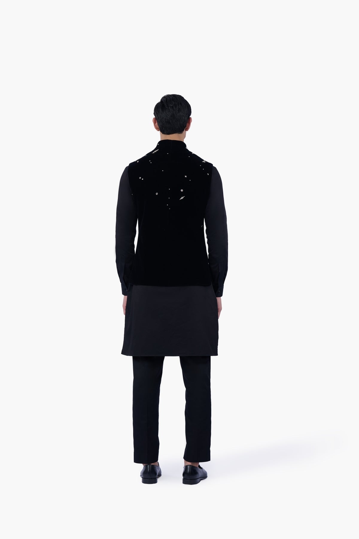 Black Velvet Constellation Nehru Jacket