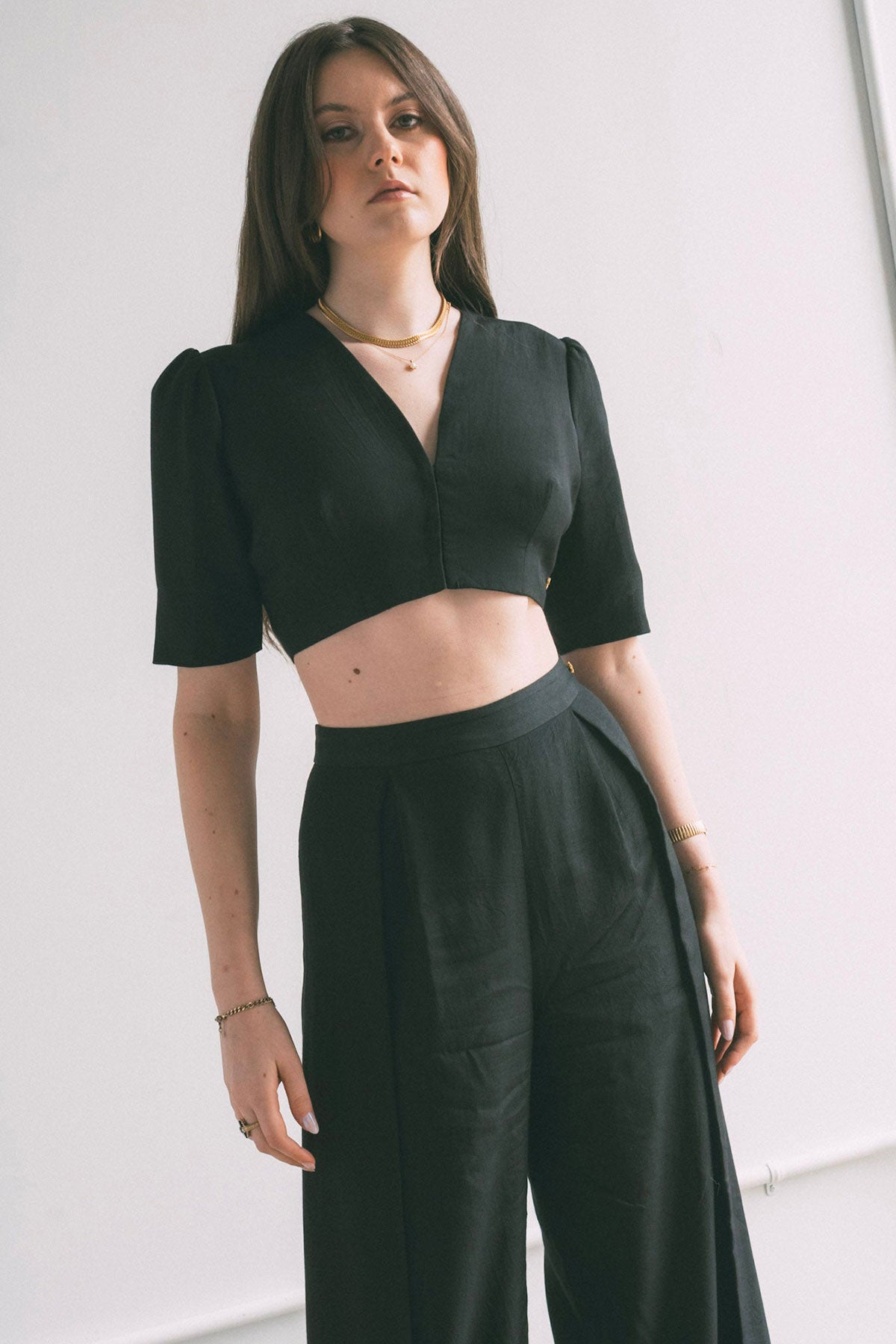 Noir Overlap Trousers