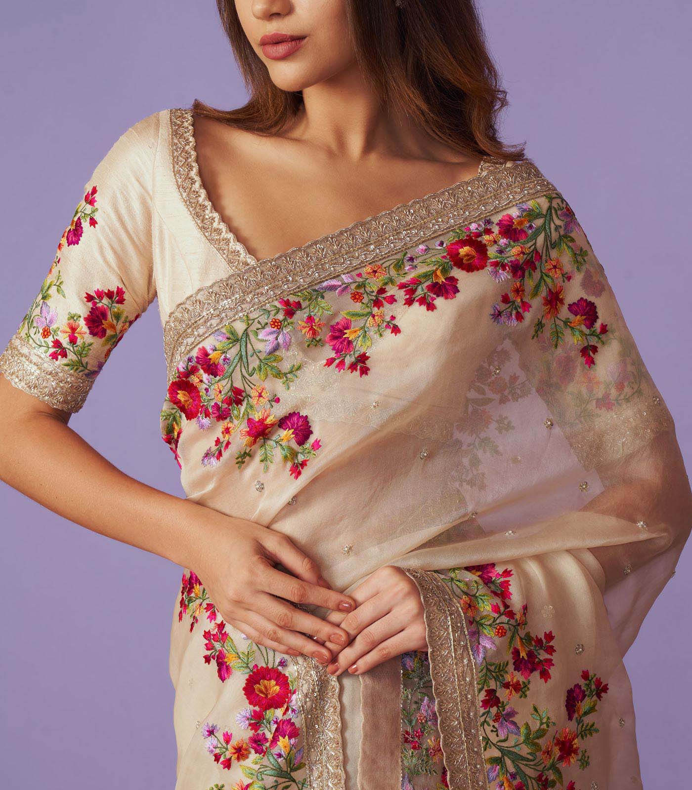 ZARDOZI BORDER SAREE SET