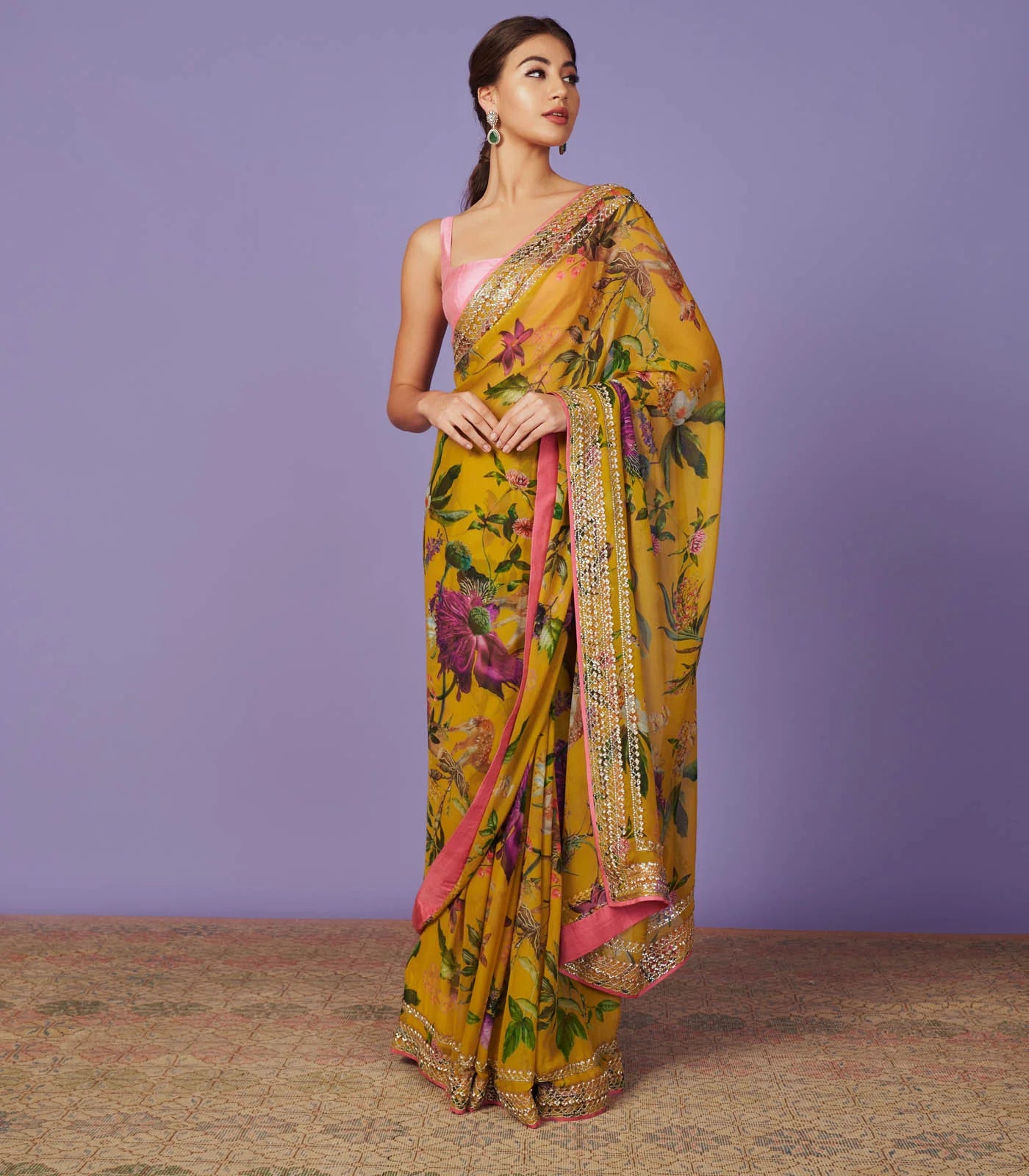 SEQUINS BORDER SAREE SET