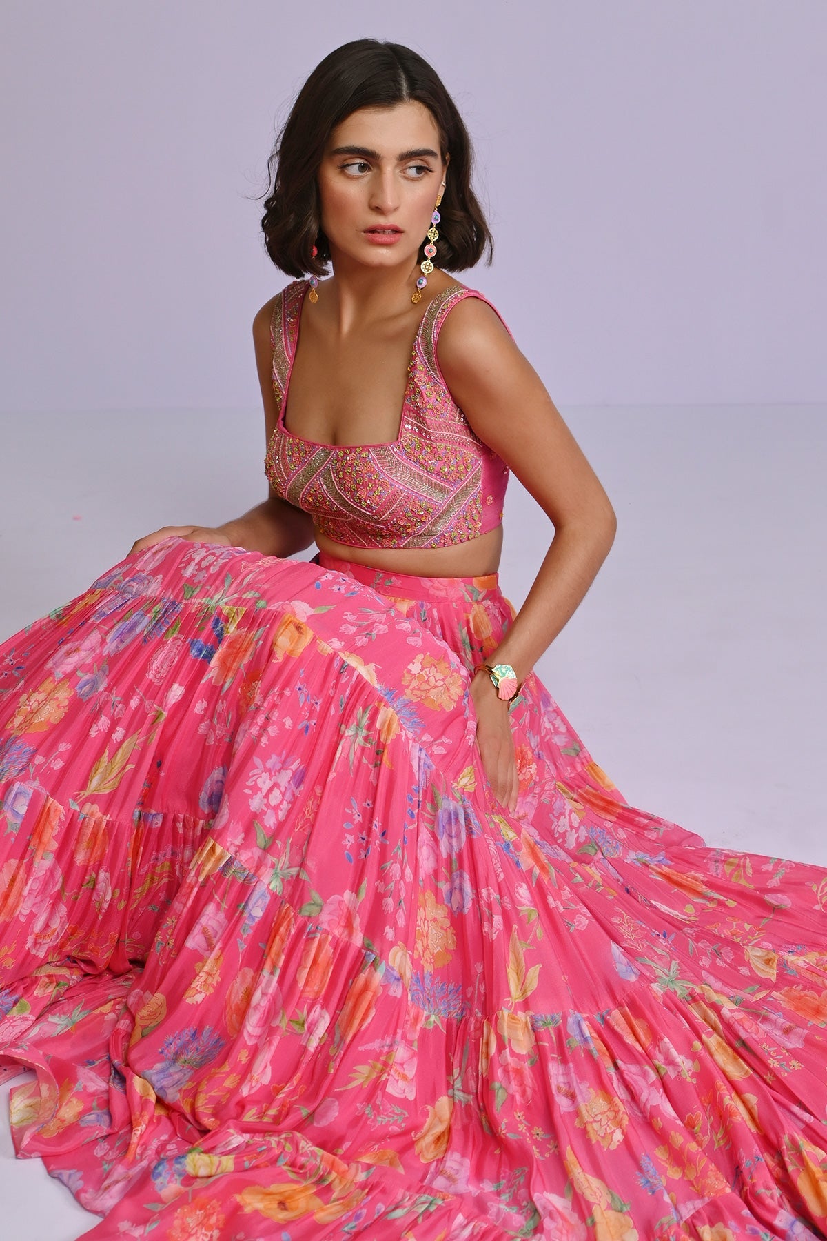 DIANA GEORGETTE FRILL SET