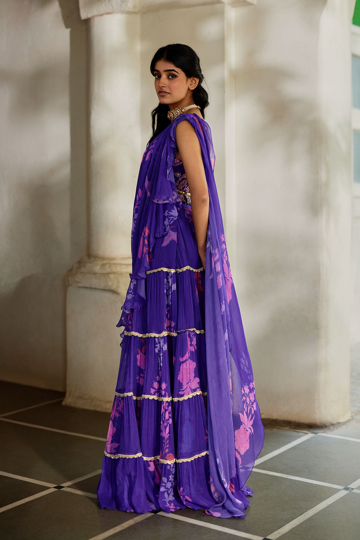 OPAL SAREE SET – GRAPE