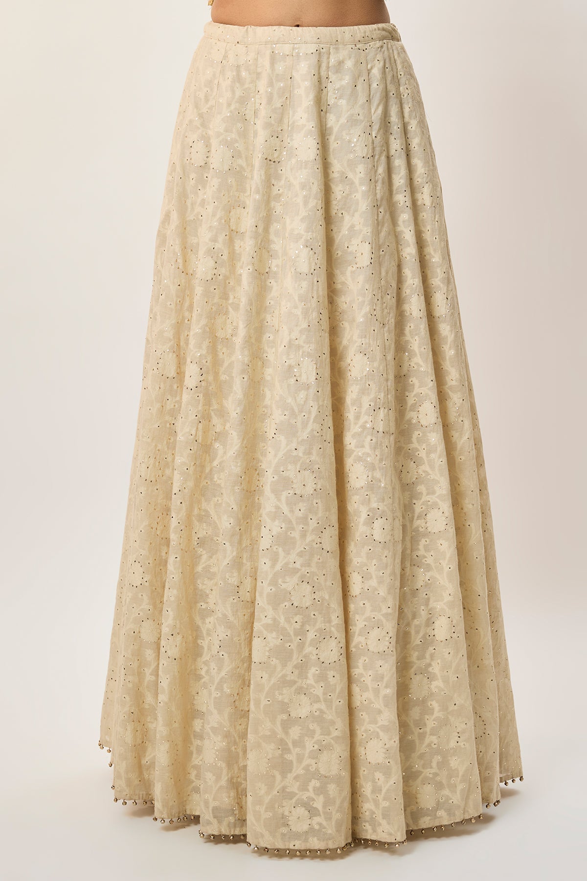 Yasna Stone Georgette Half Back Covered Embroidered Choli With Lehenga And Mukaish Mul Dupatta