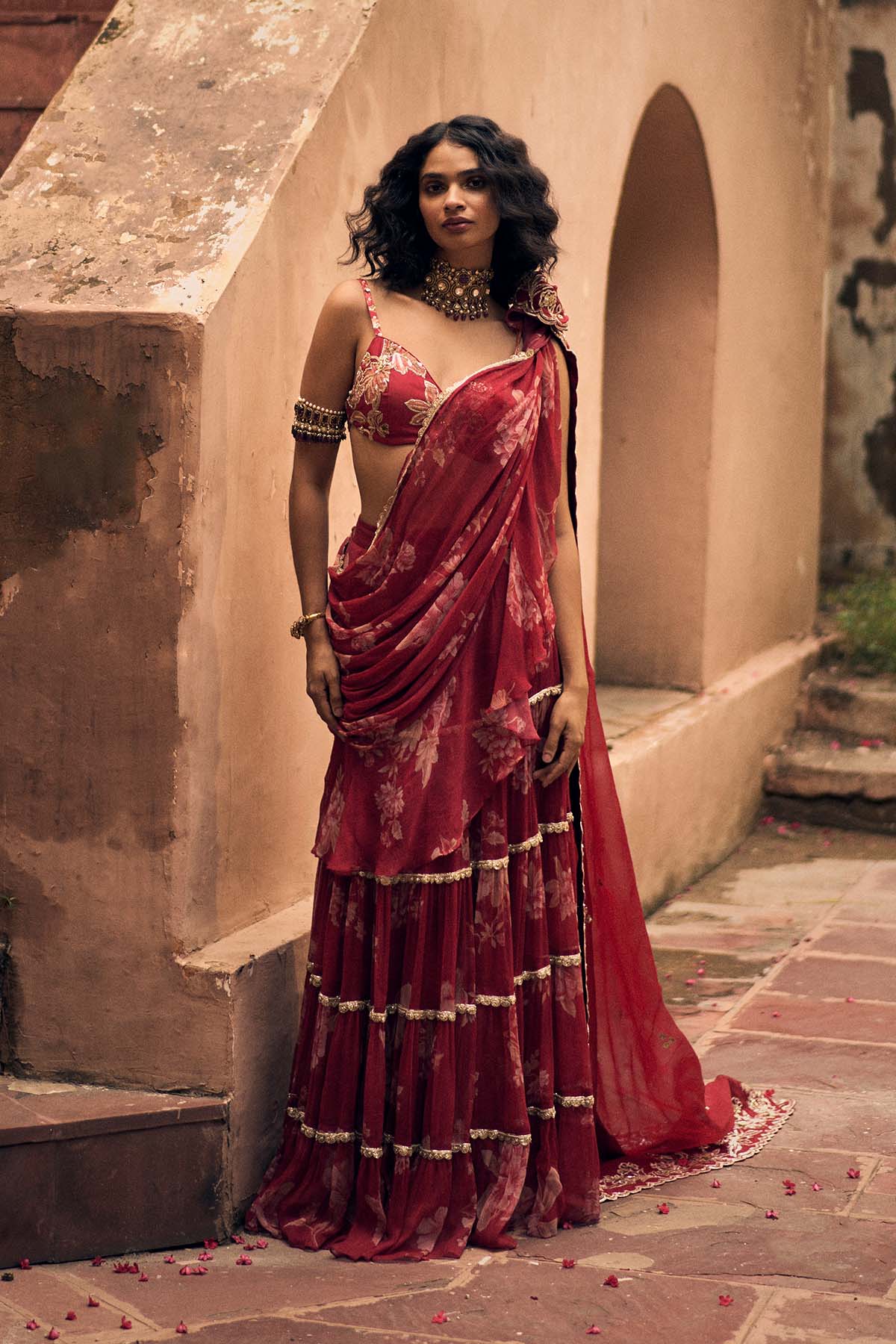 OPAL SAREE SET – RED