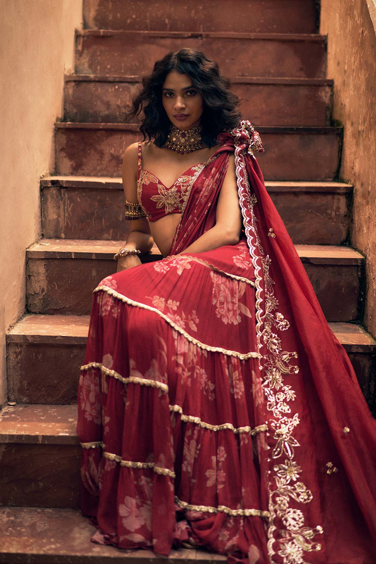 OPAL SAREE SET – RED