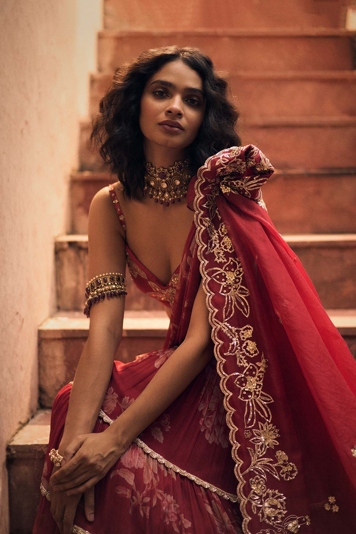 OPAL SAREE SET – RED