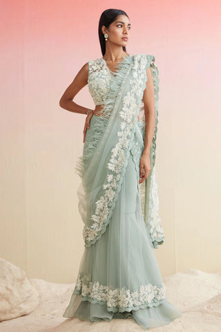 Blush Embroidered Saree Gown