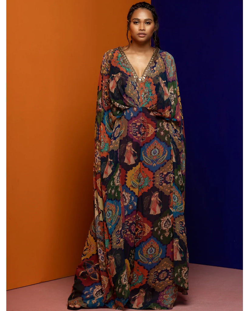 Multicolor Printed Kaftan Jumpsuit