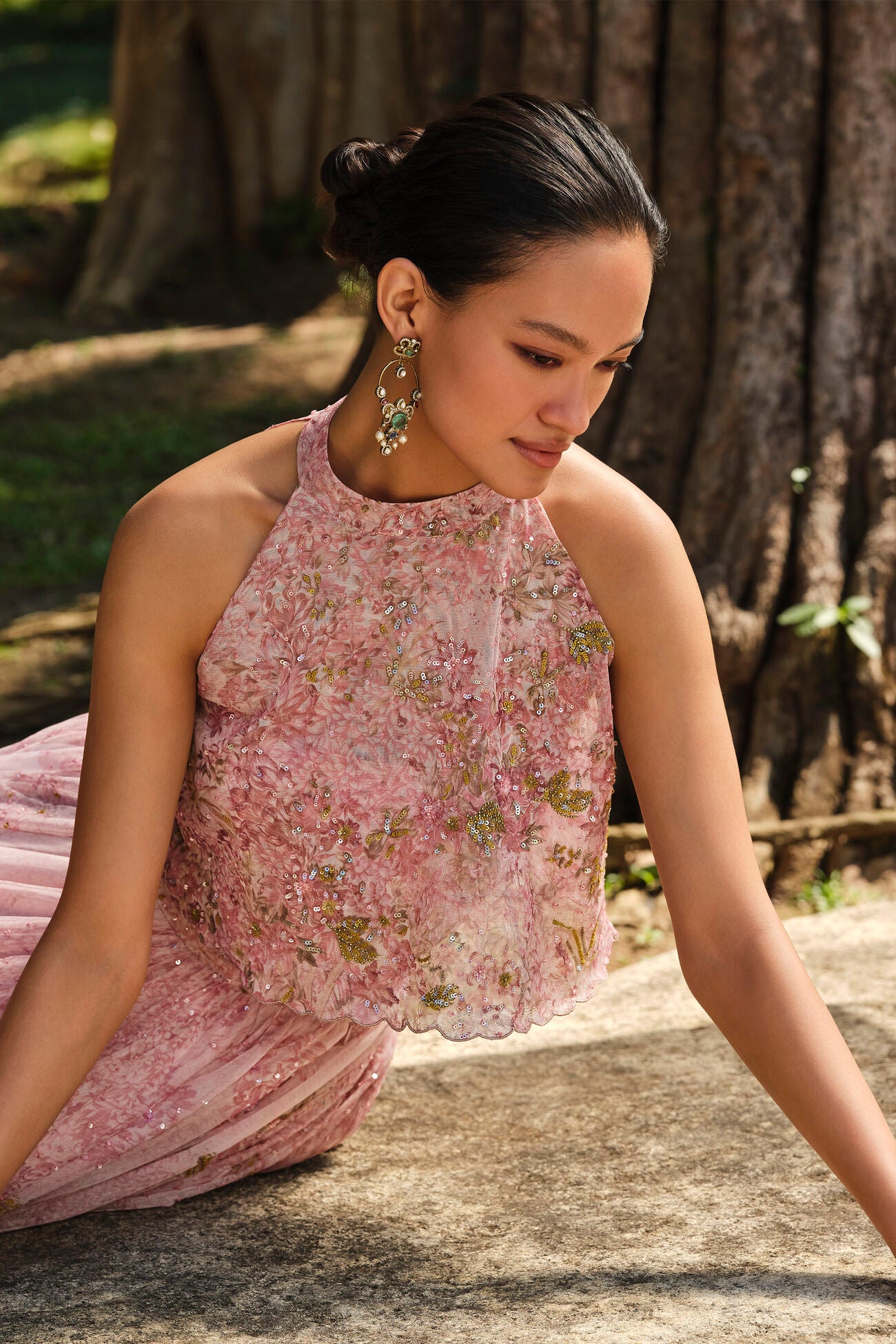 Seraphim Embroidered Skirt Set - Blush