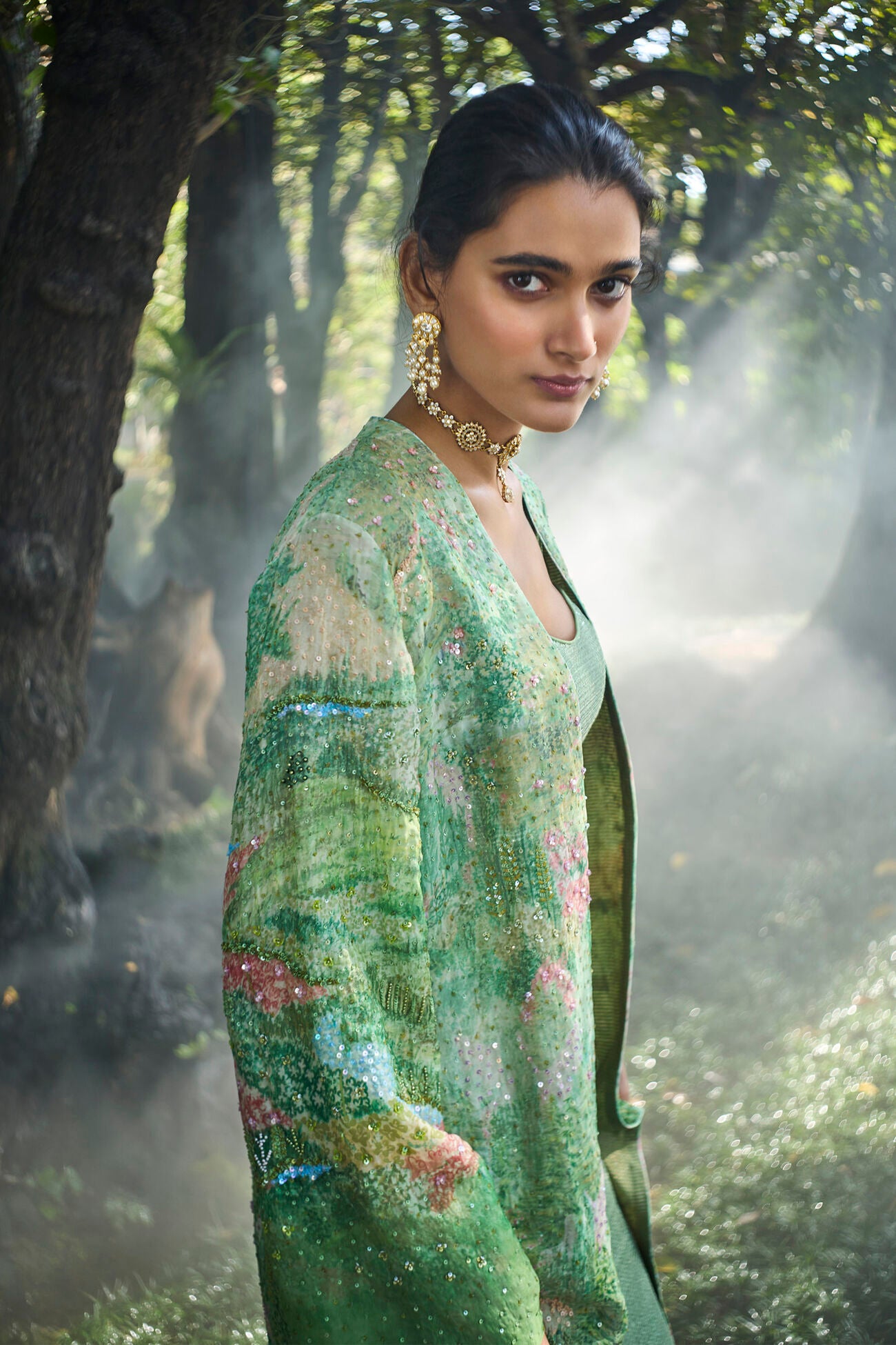 The Liveforest Embroidered Jacket Set - Sage