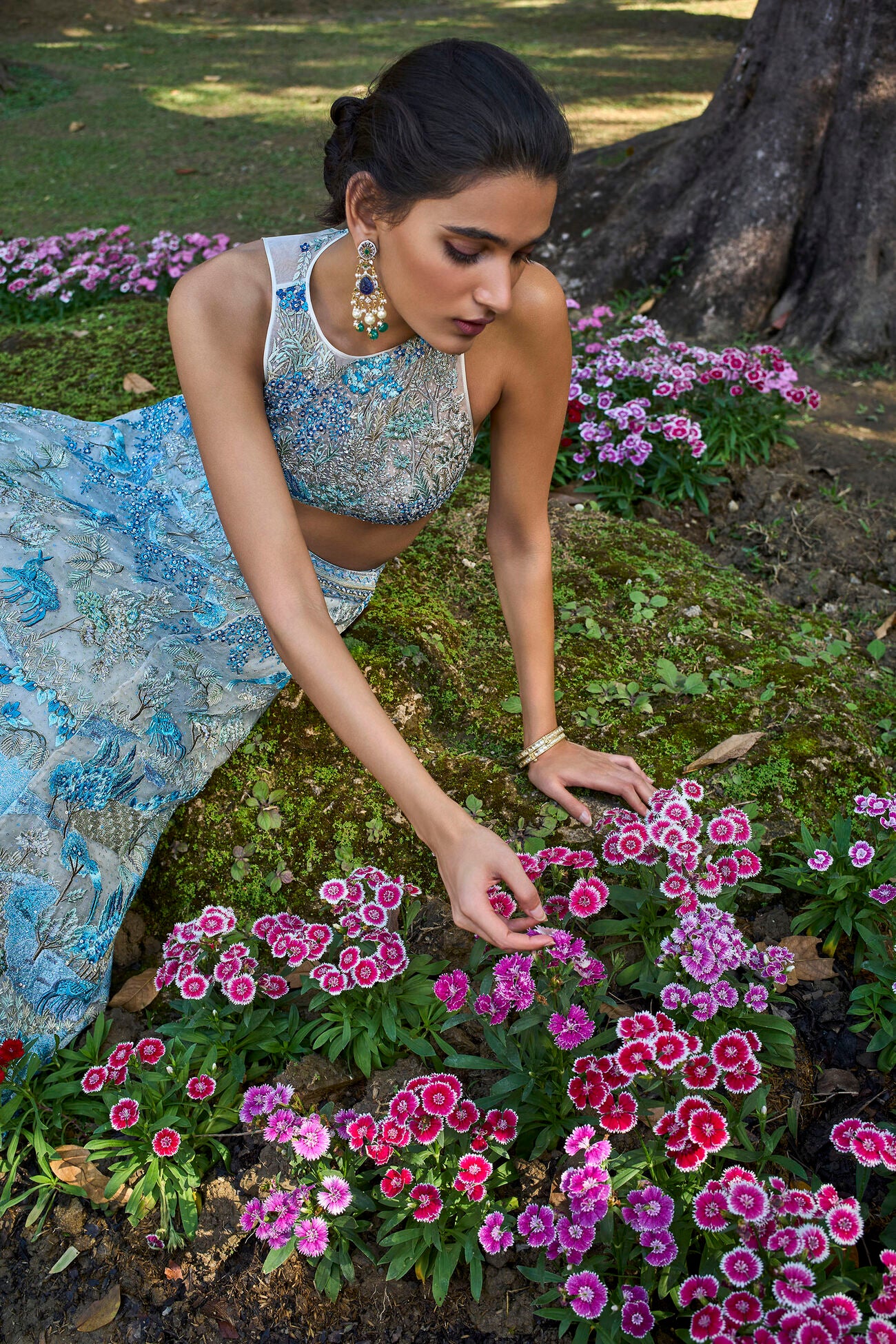 Riverine Resham Silk Skirt Set - Natural