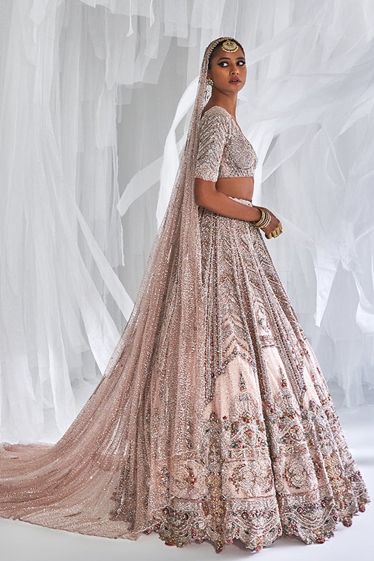 "Alyssa" Shimmer Tulle Bridal Lehenga Set