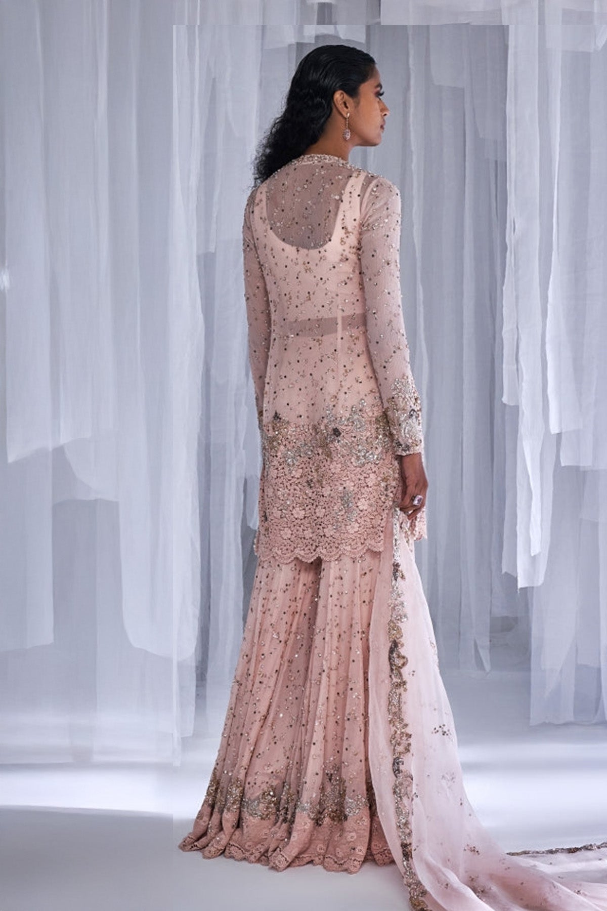 "Oia" Chiffon Kurta And Sharara Set