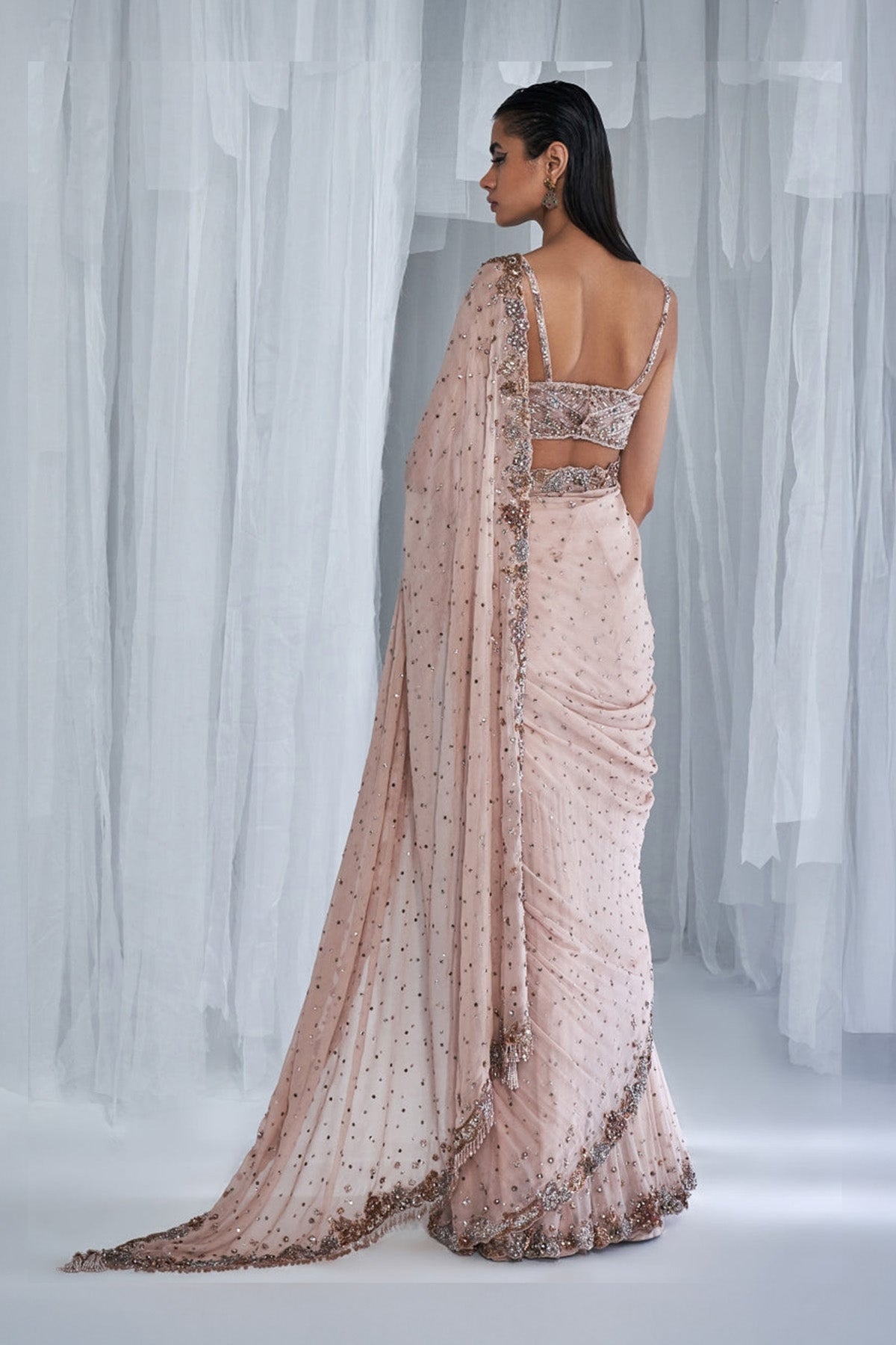 "Shanayah" Ivory Kamdani Chiffon Sari