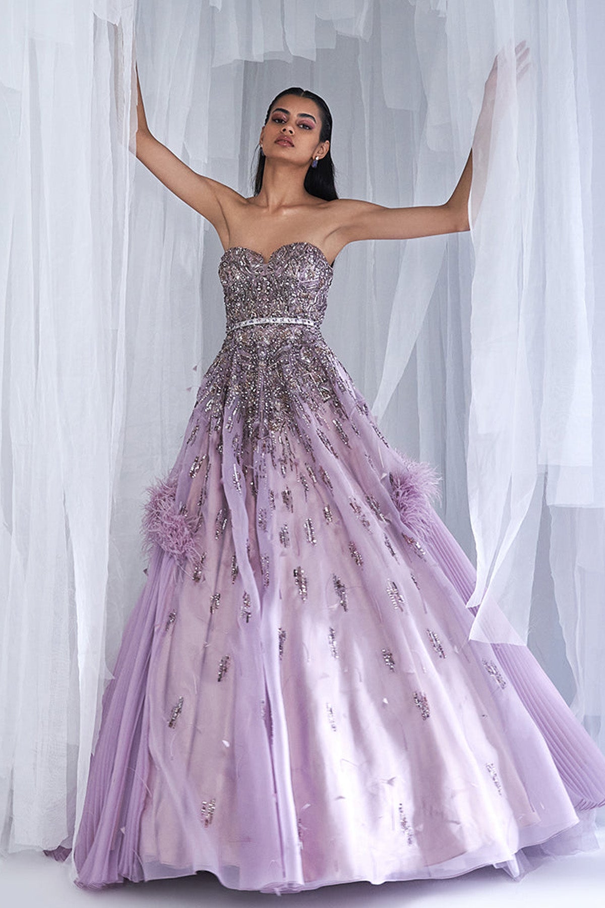"Pearl Dazzle" Silk Organza Gown