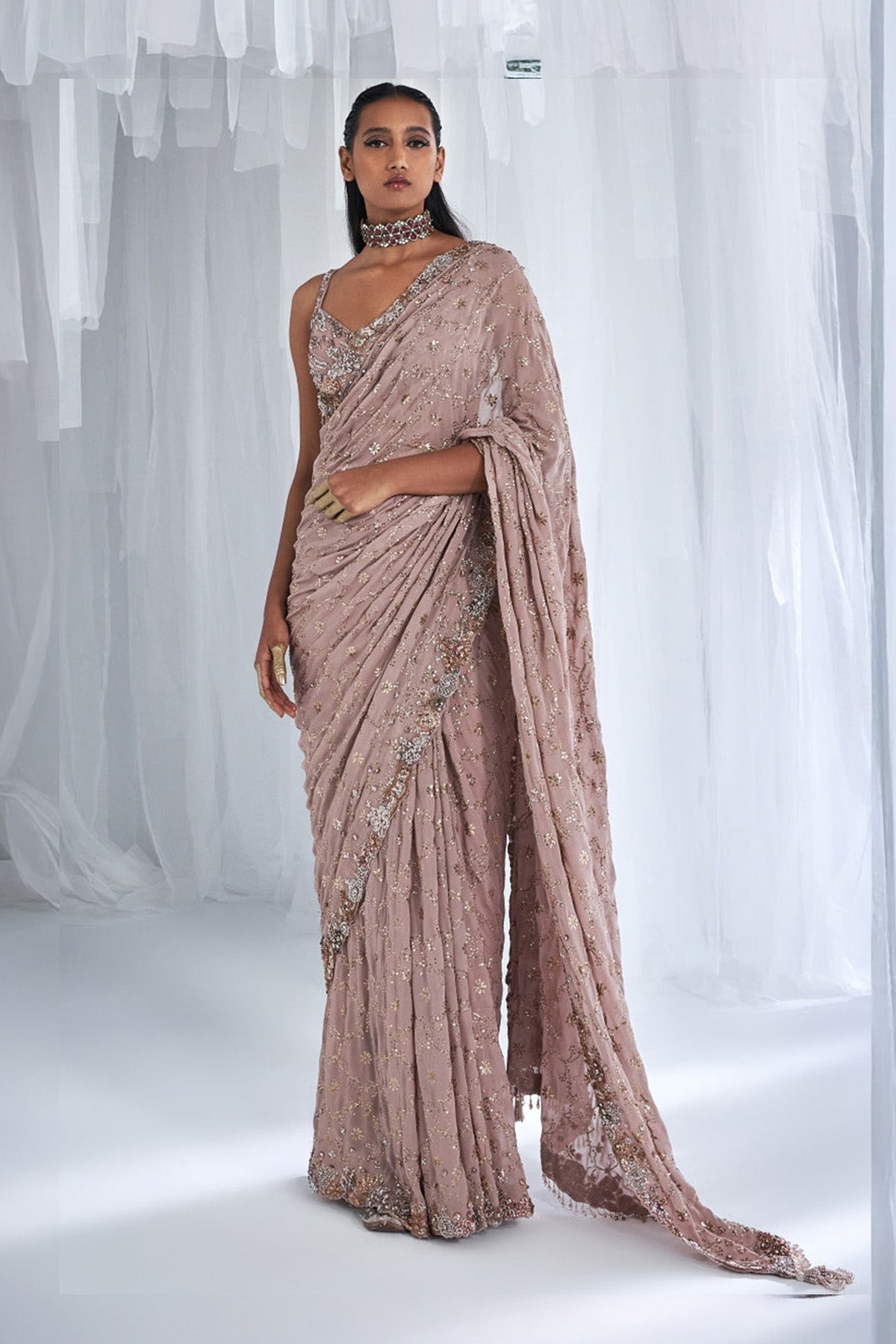 "Malishka" Silk Georgette Sari