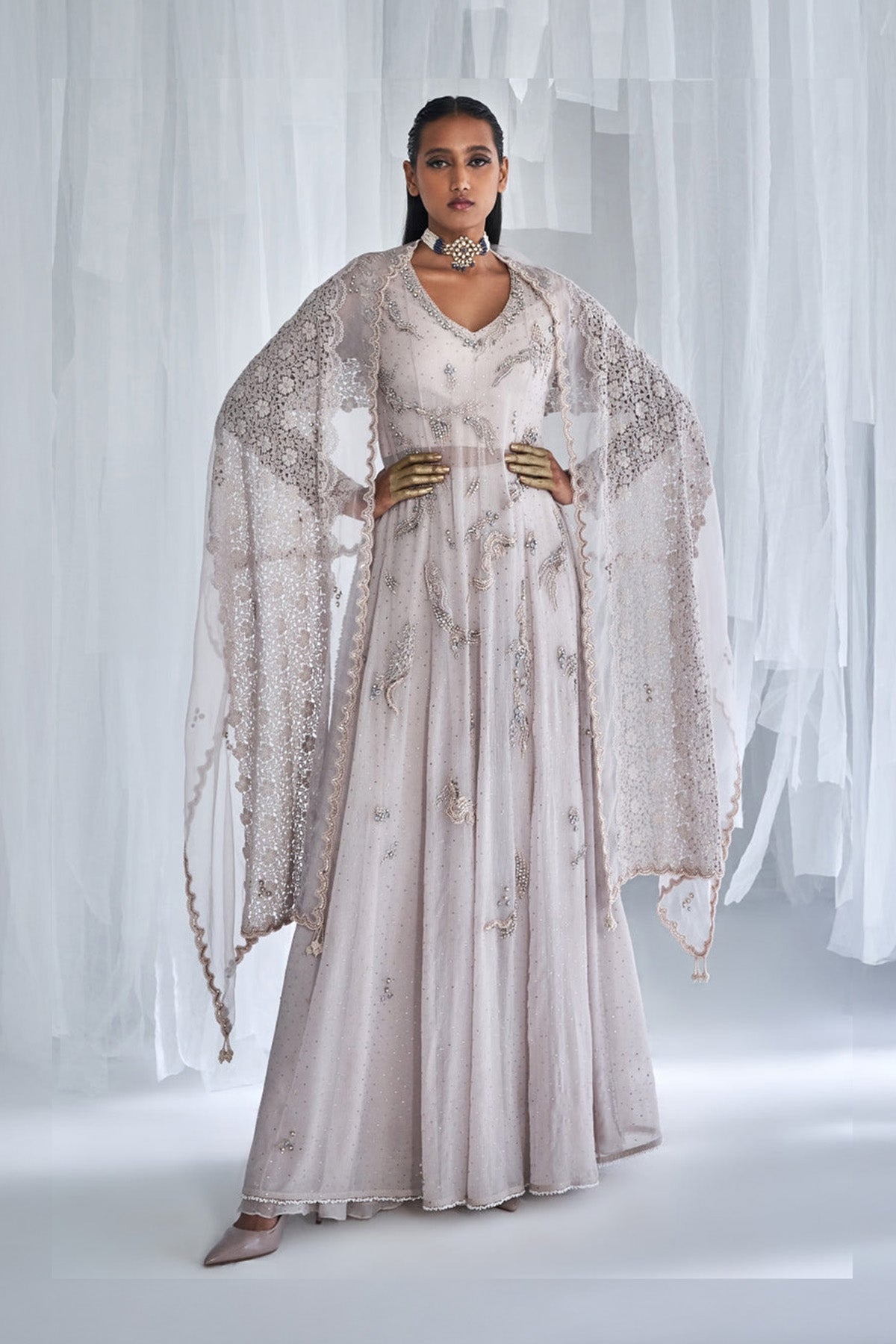 "Nova" Chiffon Kamdani Kurta Set