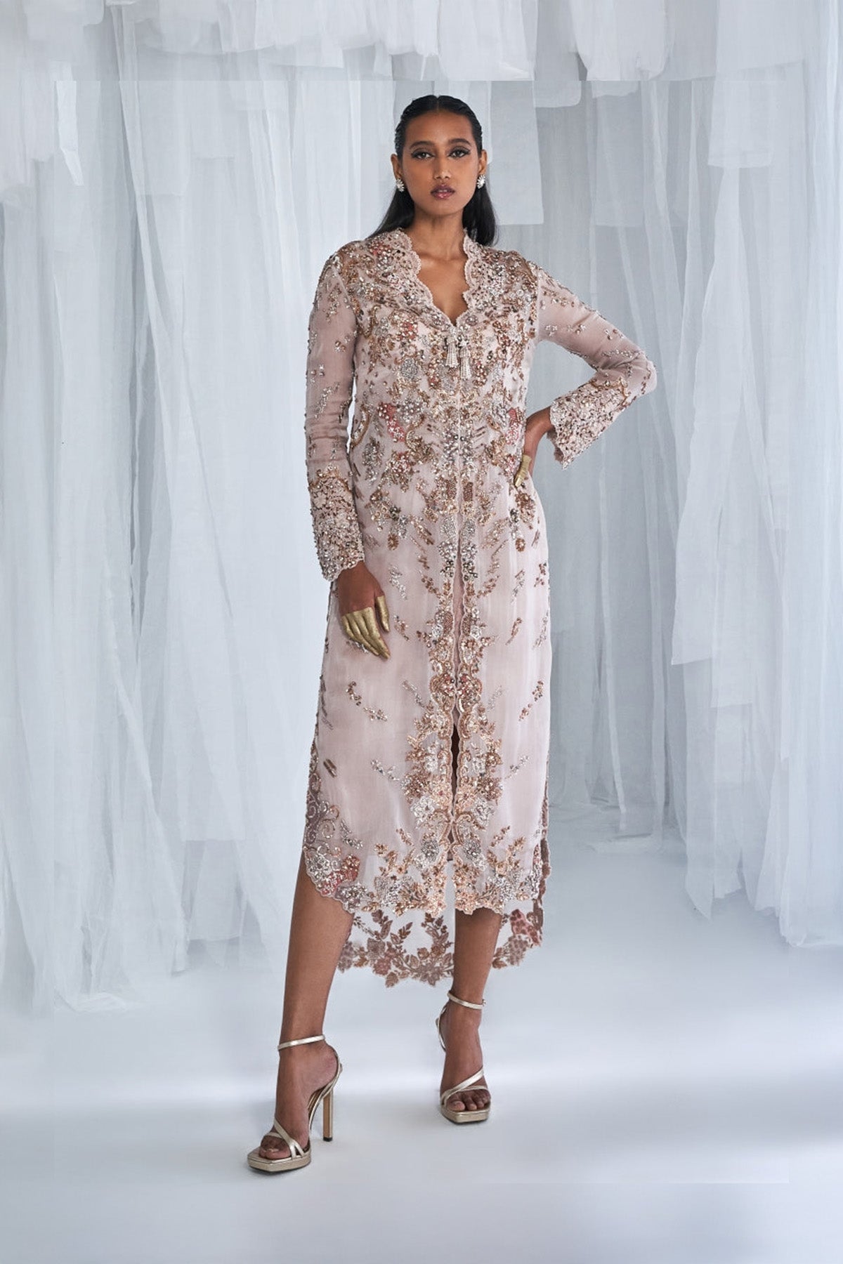 "Allora" Silk Organza Jacket And Tissue Skirt