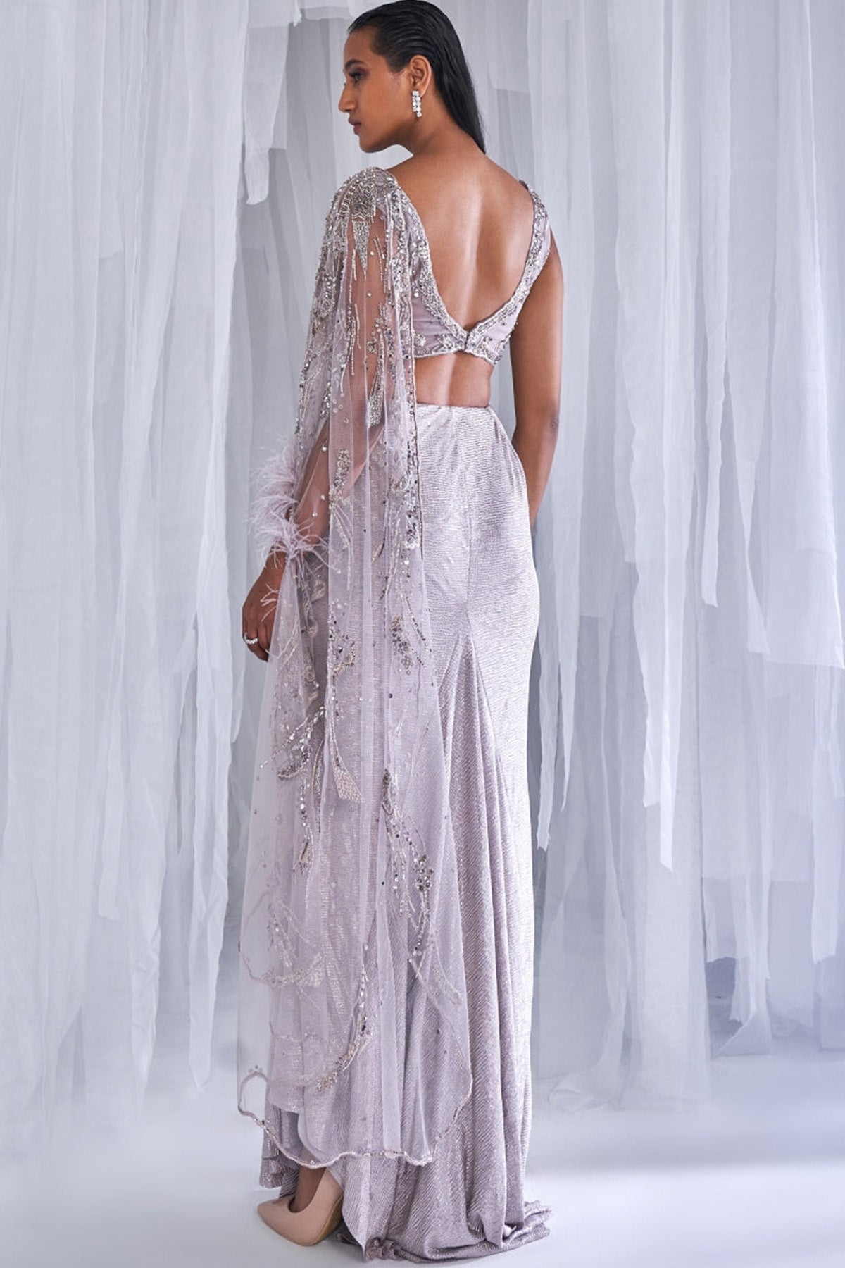 "Amoudi Ray" Drape Sari Gown Set