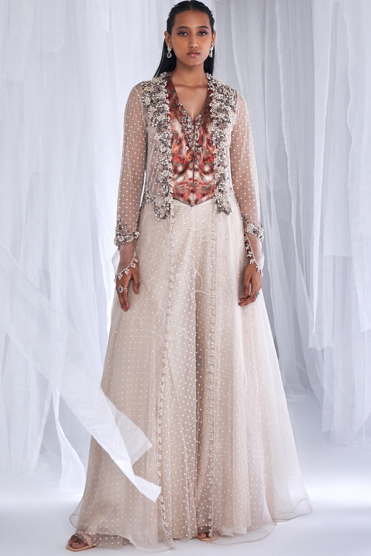 "Shirin" Sharara With A Jacket And Waistcoat