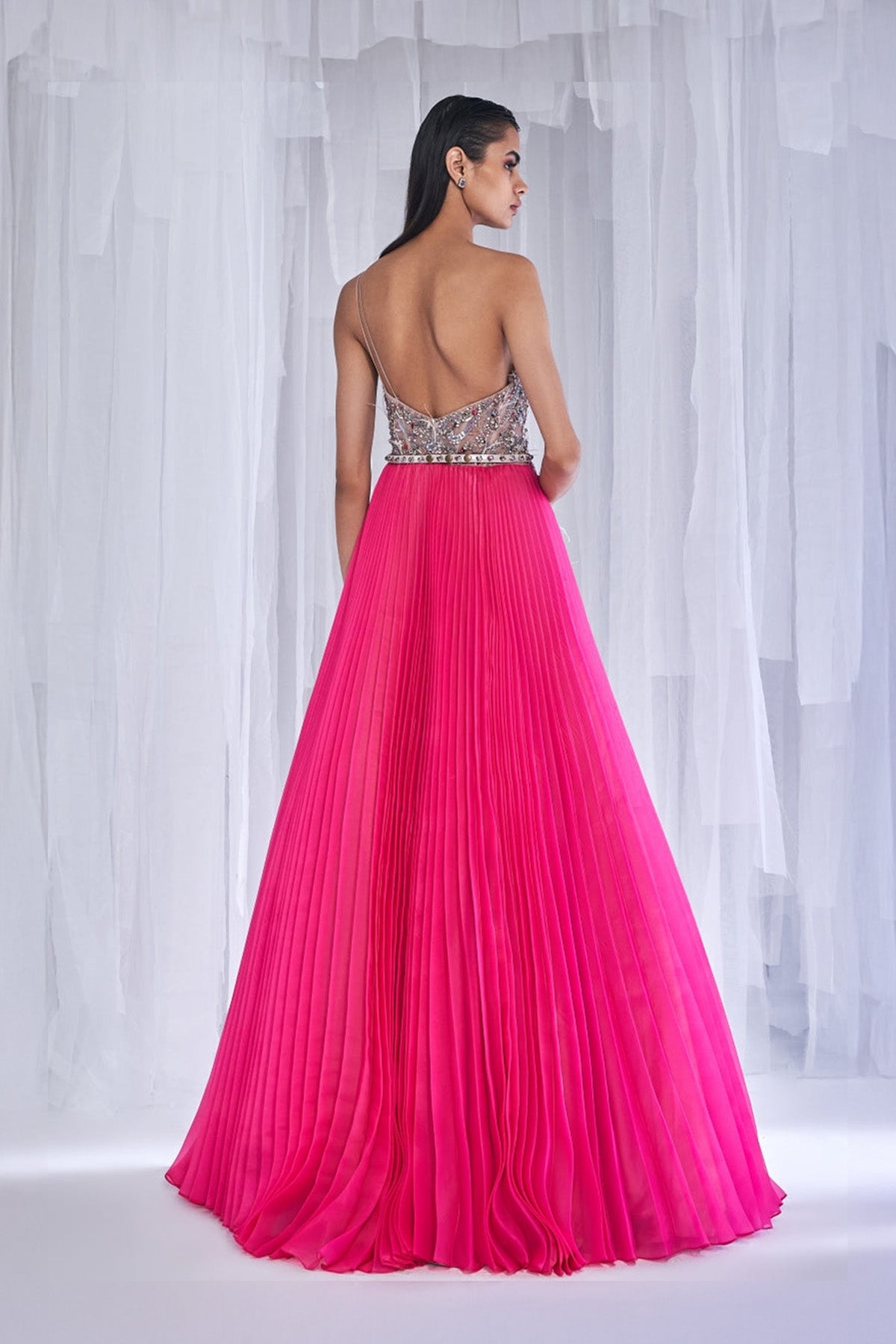 "Cedar Rose" Pleated Organza Gown