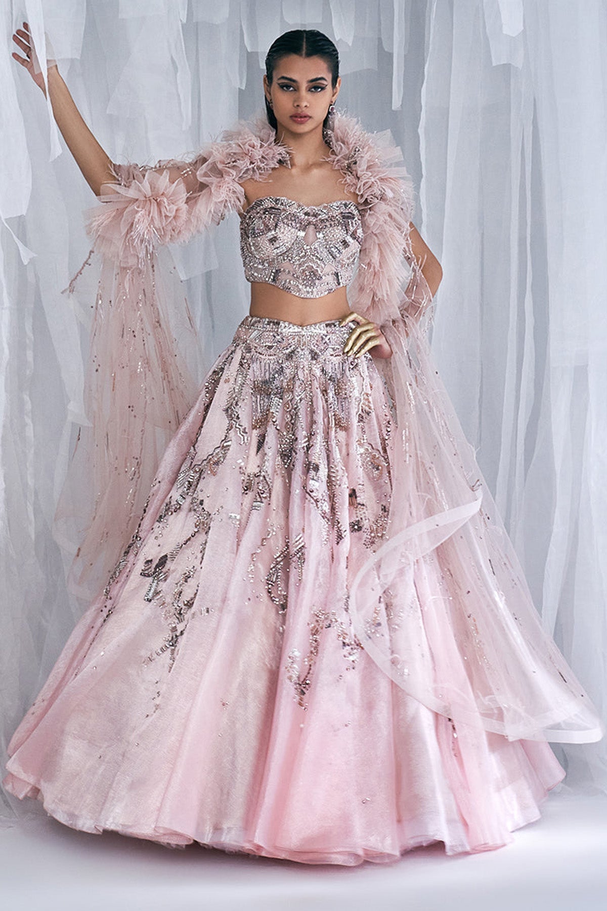 "Harvest Gold" Lehenga Set With Cape