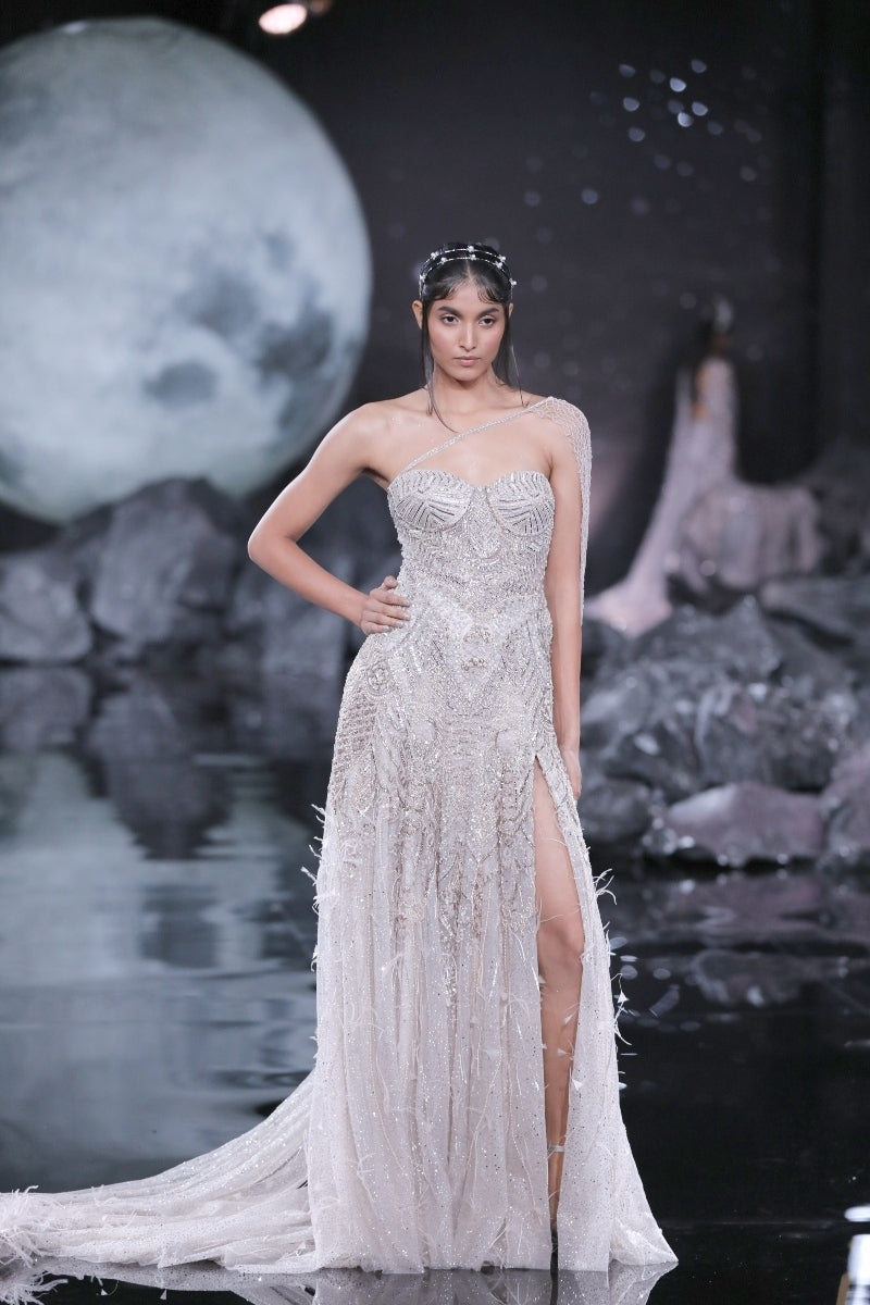 "Penelope" Shimmer Tulle Bustier Gown