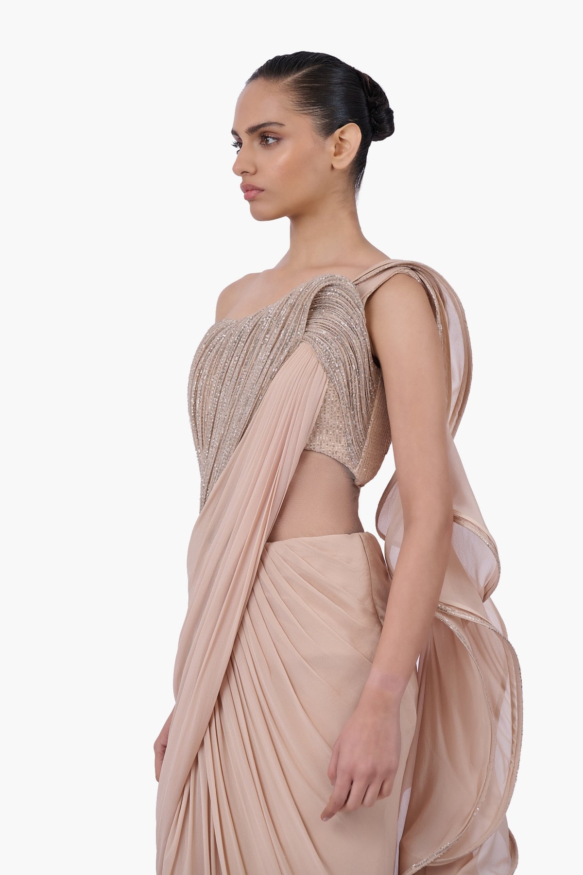 The Obsidian Sovereign Saree Gown