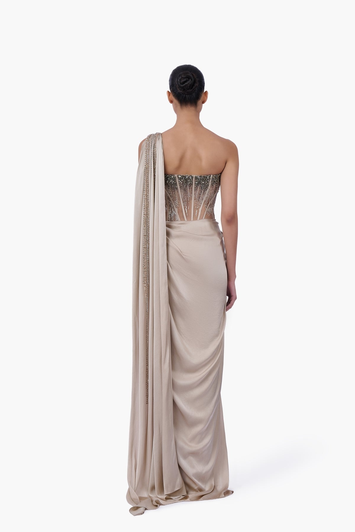 Corseted Crystal Saree Gown