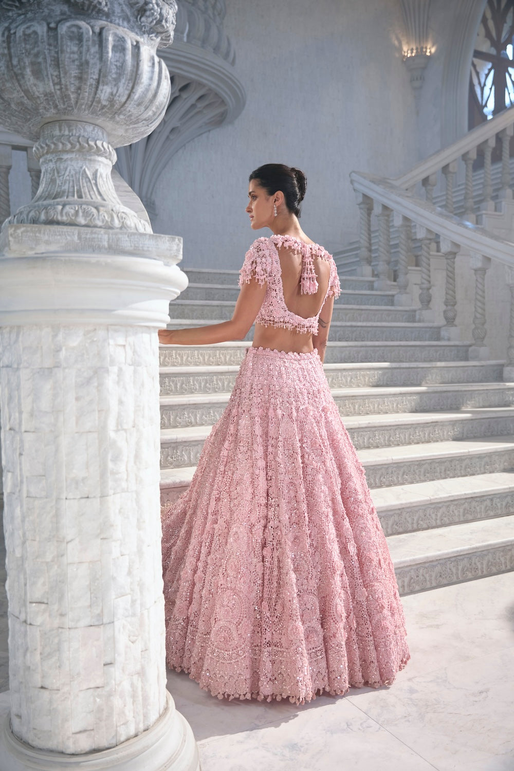 Pink Cut Work Lehenga Set