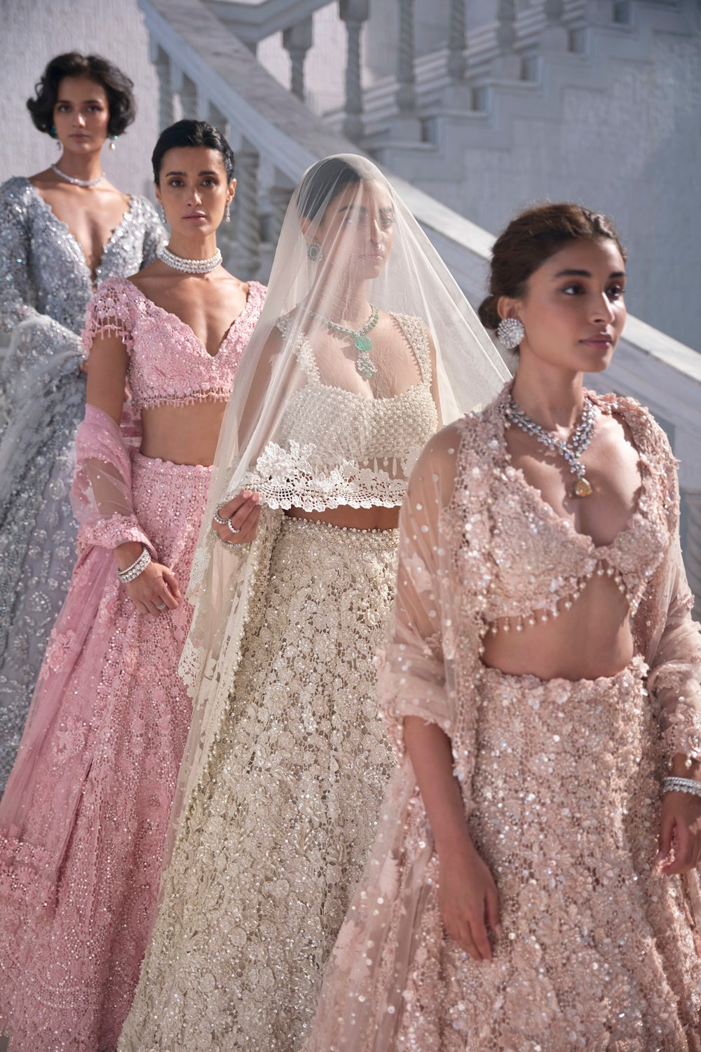 Powder Peach Cut Work Lehenga Set