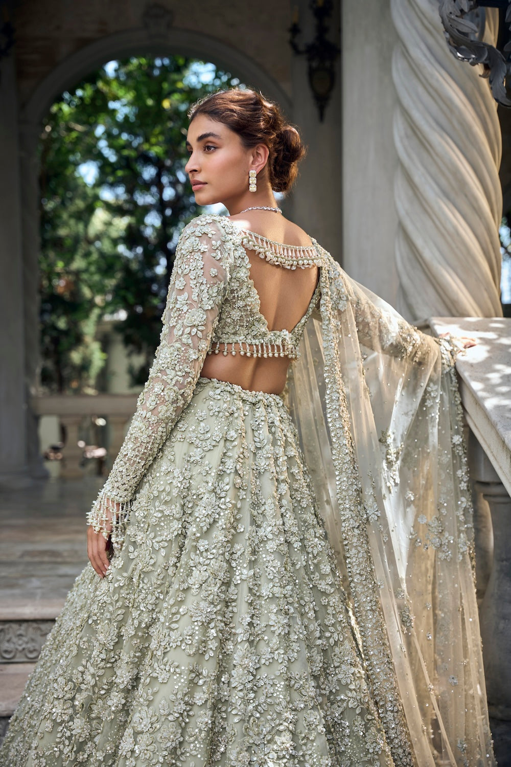 Sage Green Three-Dimensional Lehenga Set