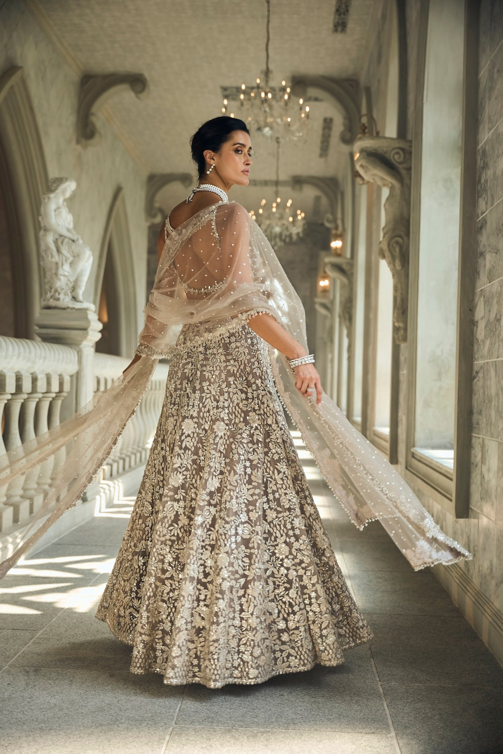 Ash Grey & Silver Skirt Set