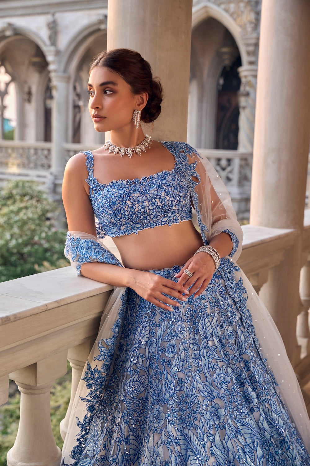 Blue Cut Work Lehenga Set