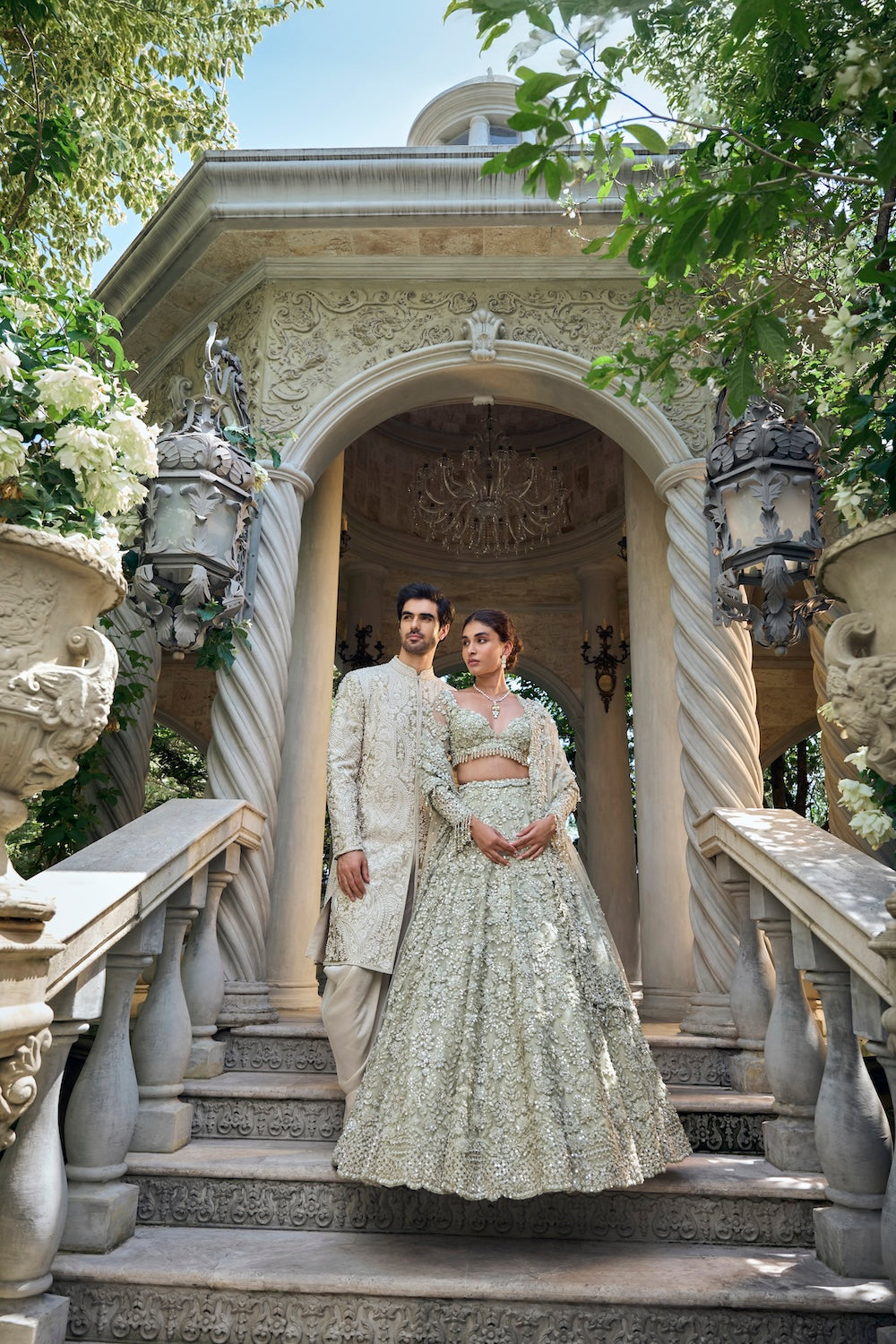 Sage Green Three-Dimensional Lehenga Set