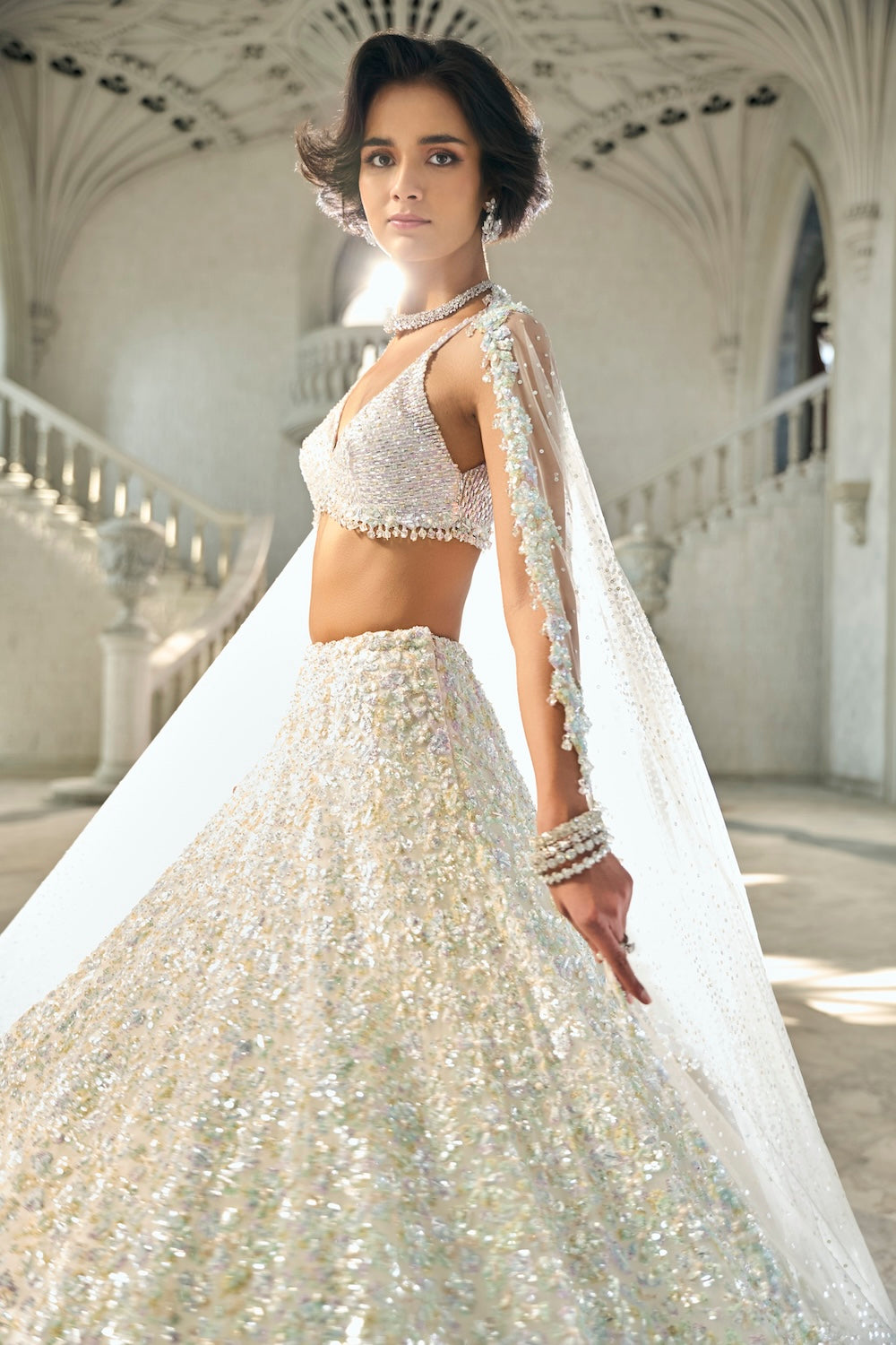 Multi-Coloured Sequin Lehenga Set