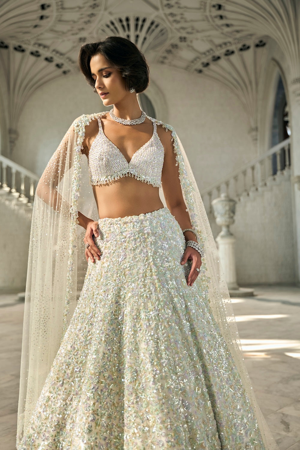 Multi-Coloured Sequin Lehenga Set